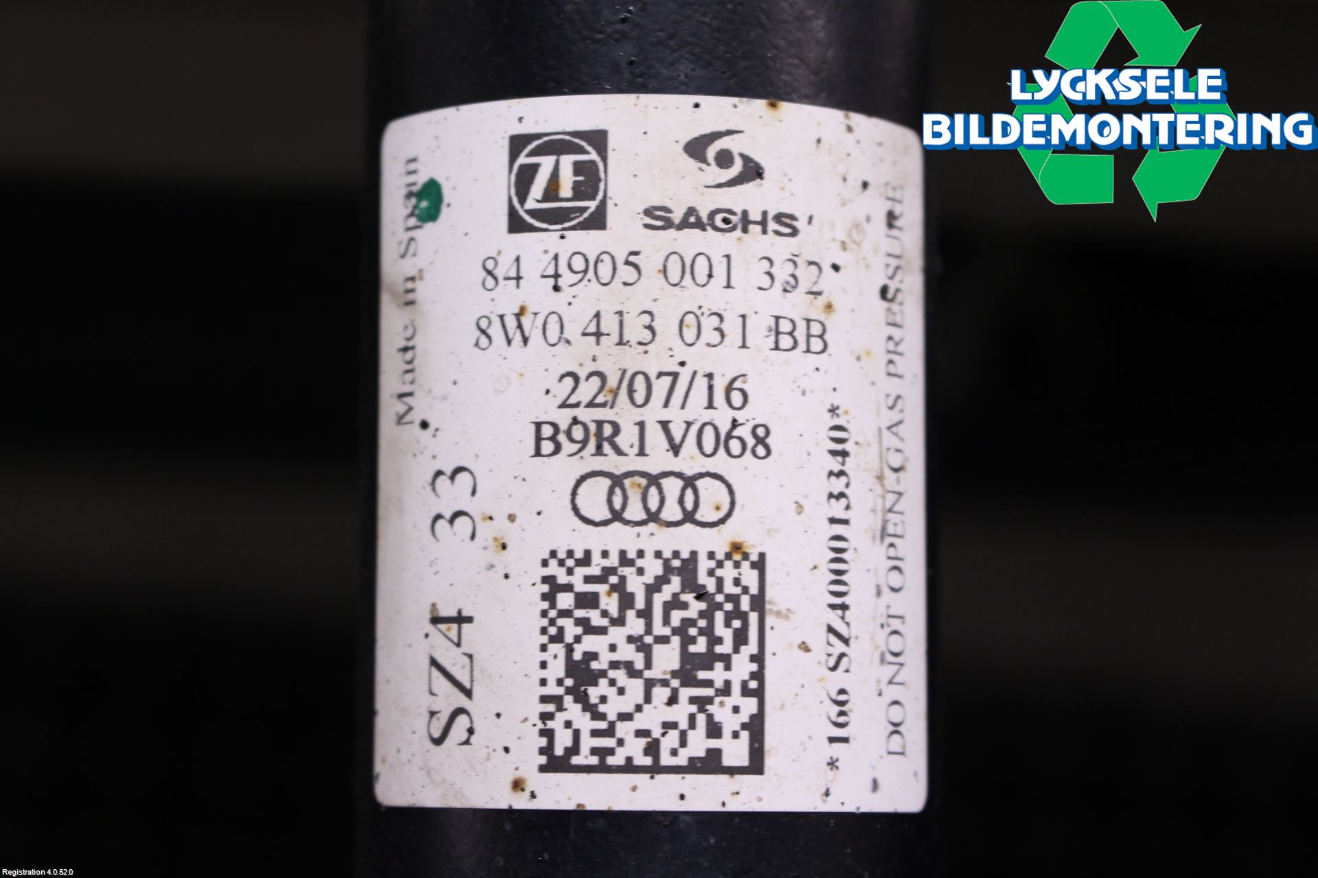 Audi A4/S4 B9 16-19 Fjäderben Fram Höger