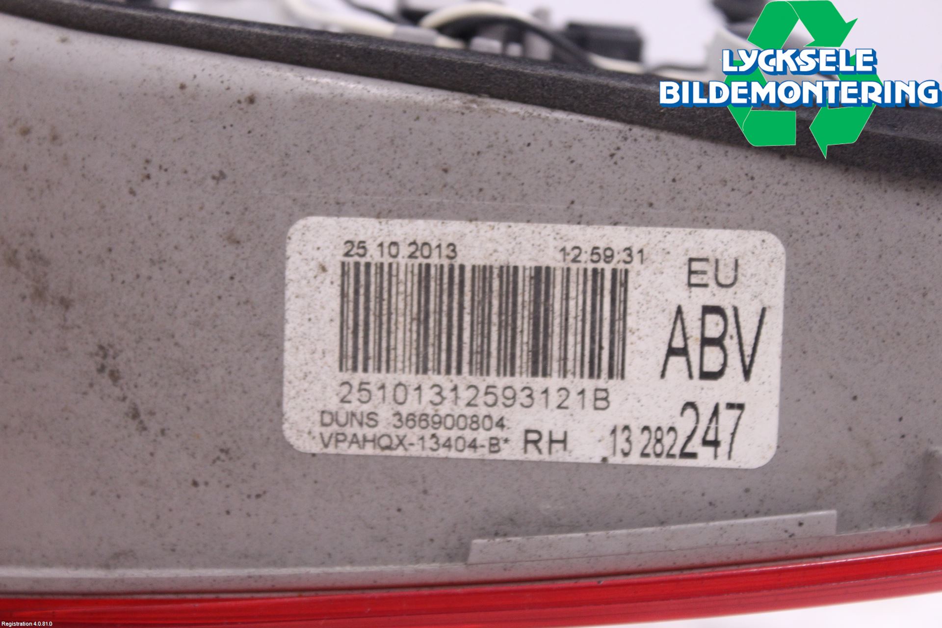 Opel ASTRA J 10-15 Bakljus Lucka Hö