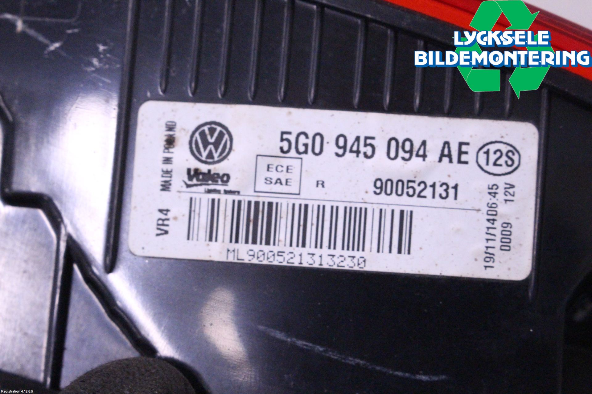 Volkswagen VW GOLF / E-GOLF VII 13-20 Bakljus Lucka Hö