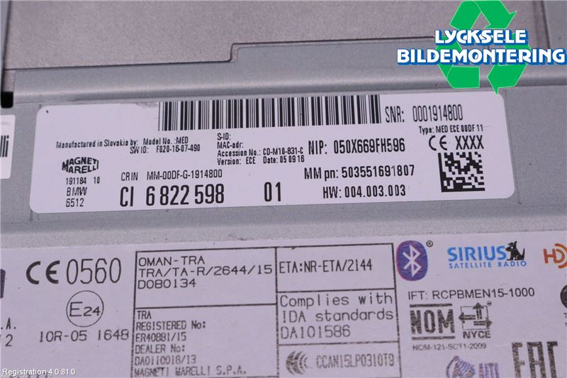 BMW 5 F10/F11/F18 09-17 Cd Radio - Multimediapanel