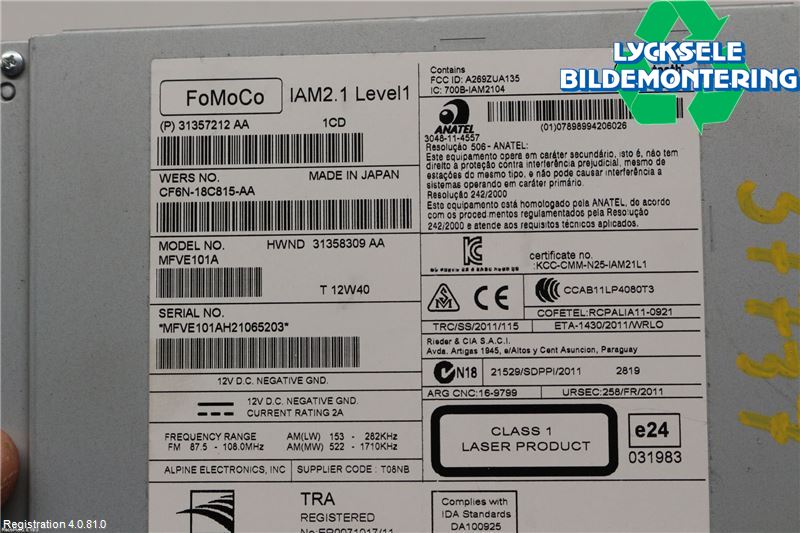 Volvo V70 08-13 Cd Radio - Multimediapanel