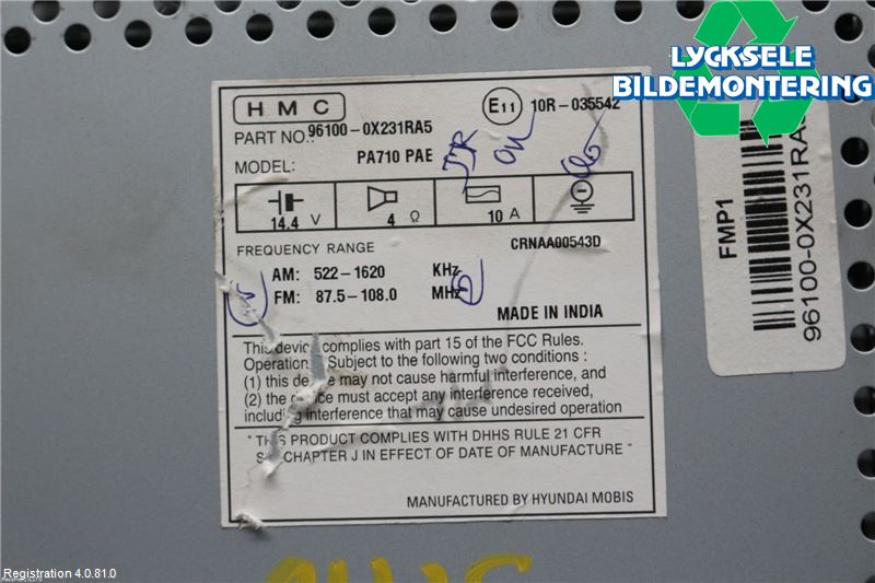 Hyundai i10 PA 08-13 Cd Radio - Multimediapanel