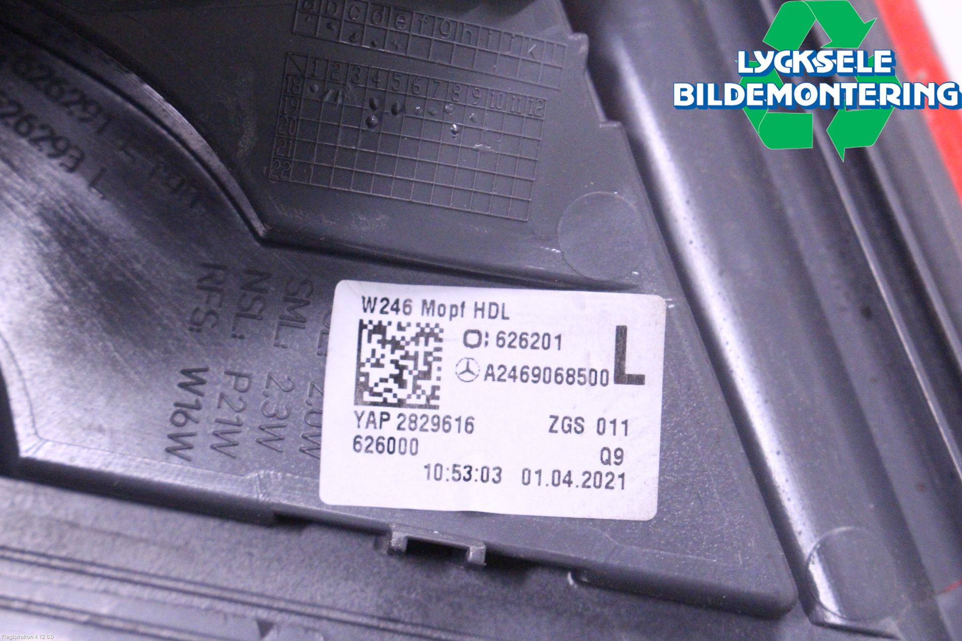 Mercedes-Benz MB B-KLASS (W246/W242) 12-19 Bakljus Lucka Vä