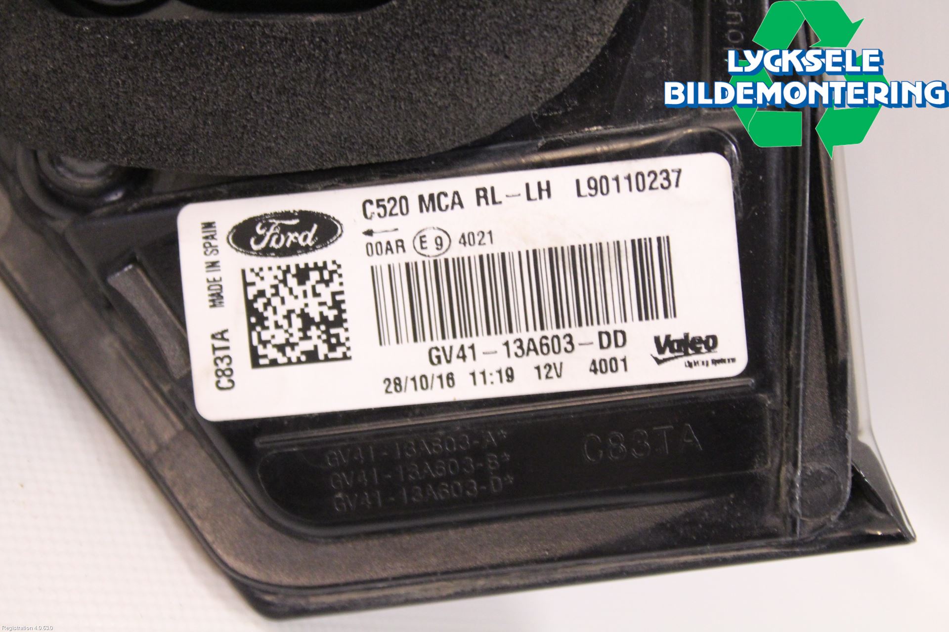 Ford KUGA 13-16 Bakljus Lucka Vä