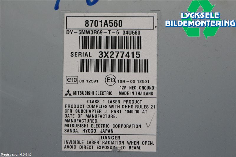 Mitsubishi ASX 10-22 Cd Radio - Multimediapanel