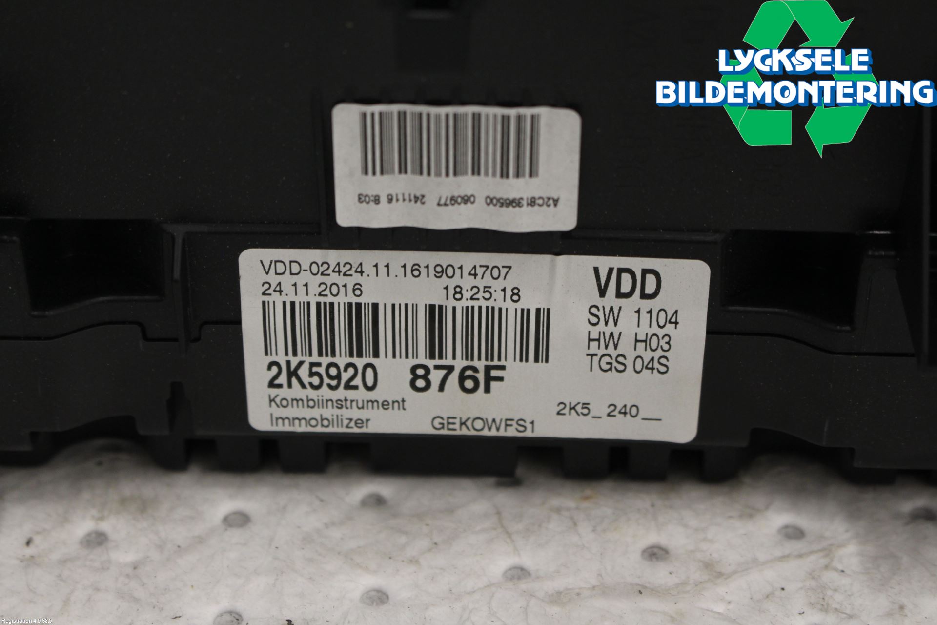 Volkswagen VW CADDY 16-20 Instrument Komb