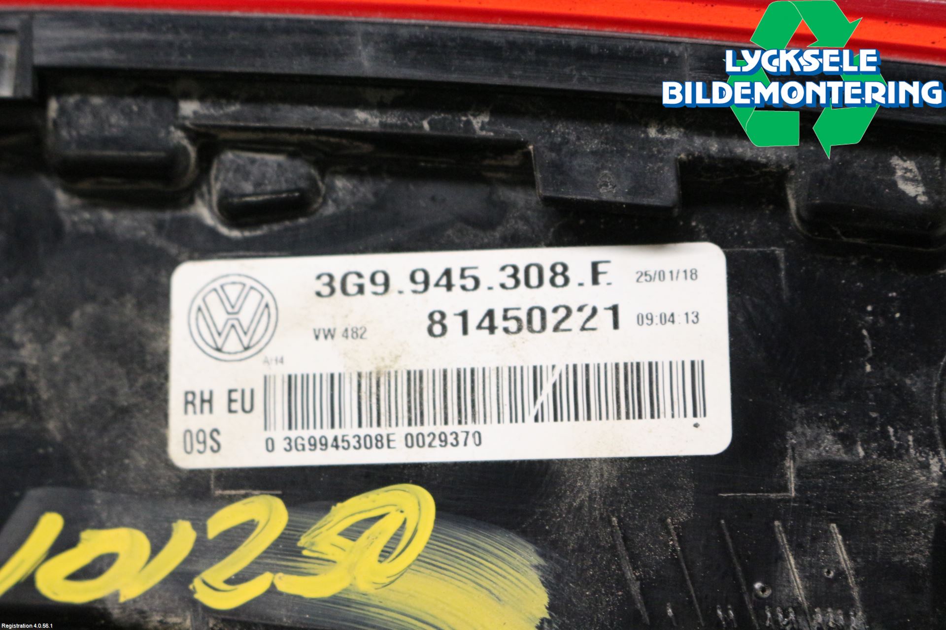 Volkswagen VW PASSAT 15-19 Bakljus Lucka Hö