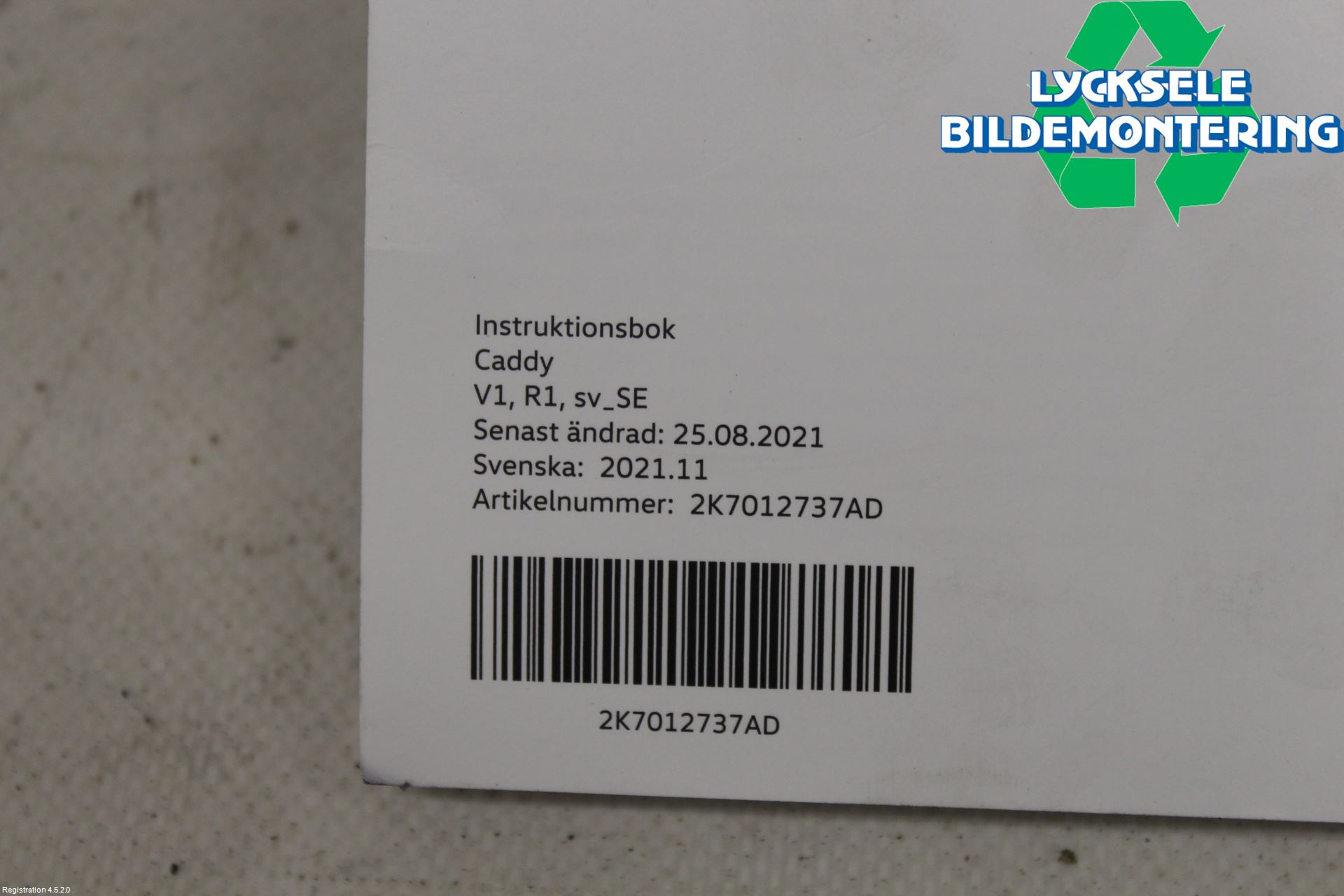 Volkswagen VW CADDY 21- Instruktionsbok