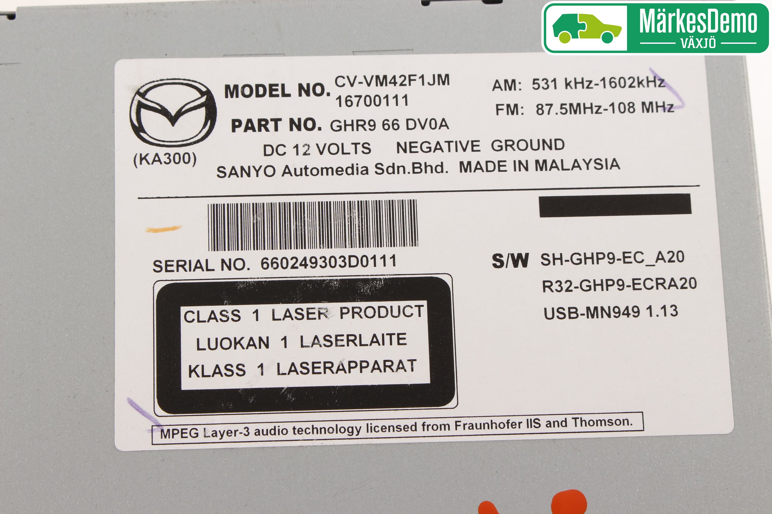 Mazda 6 13- Cd Radio - Multimediapanel