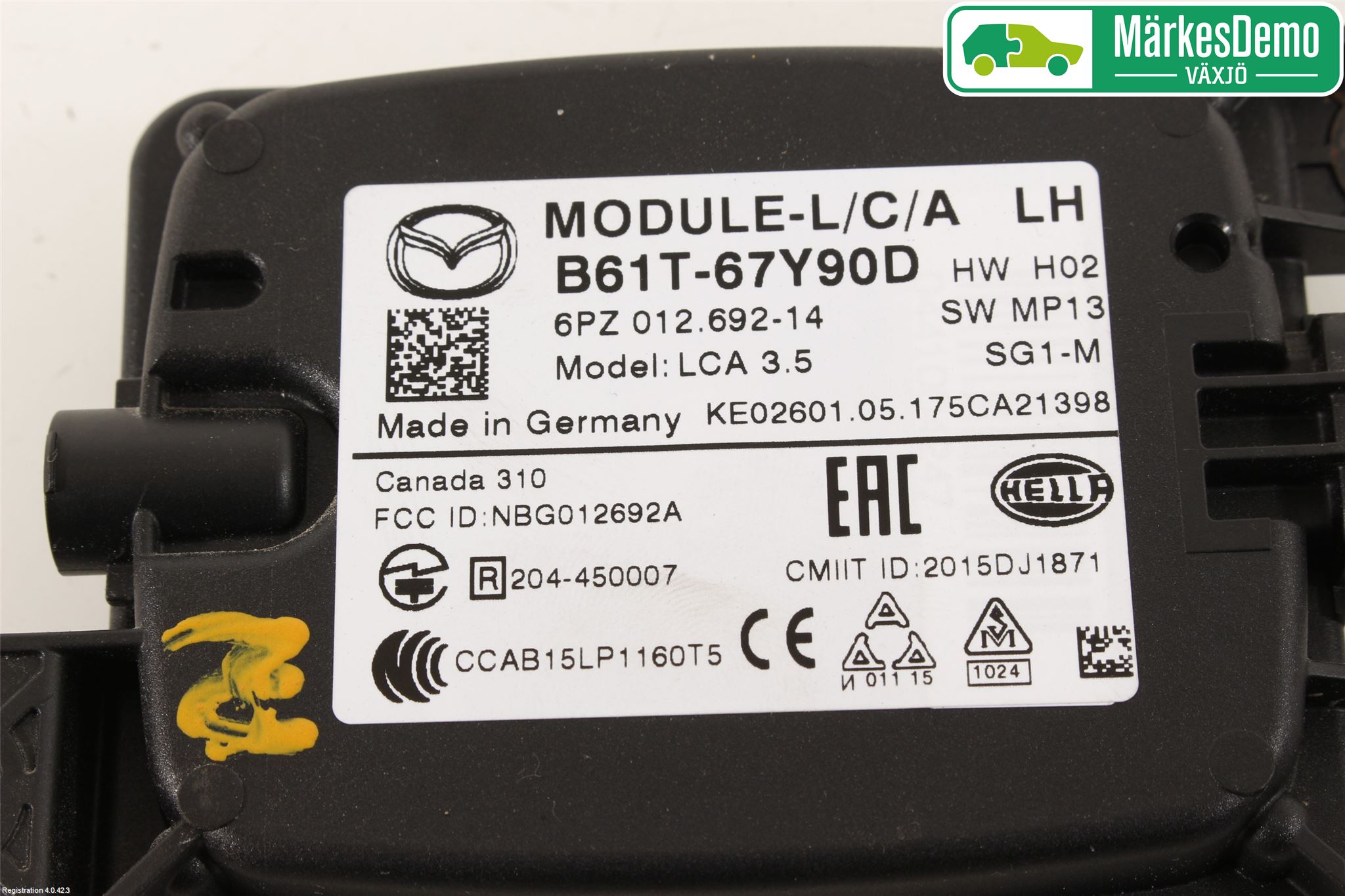 Mazda 3 III 14-19 Sensor Aktivt Kollisionsskydd