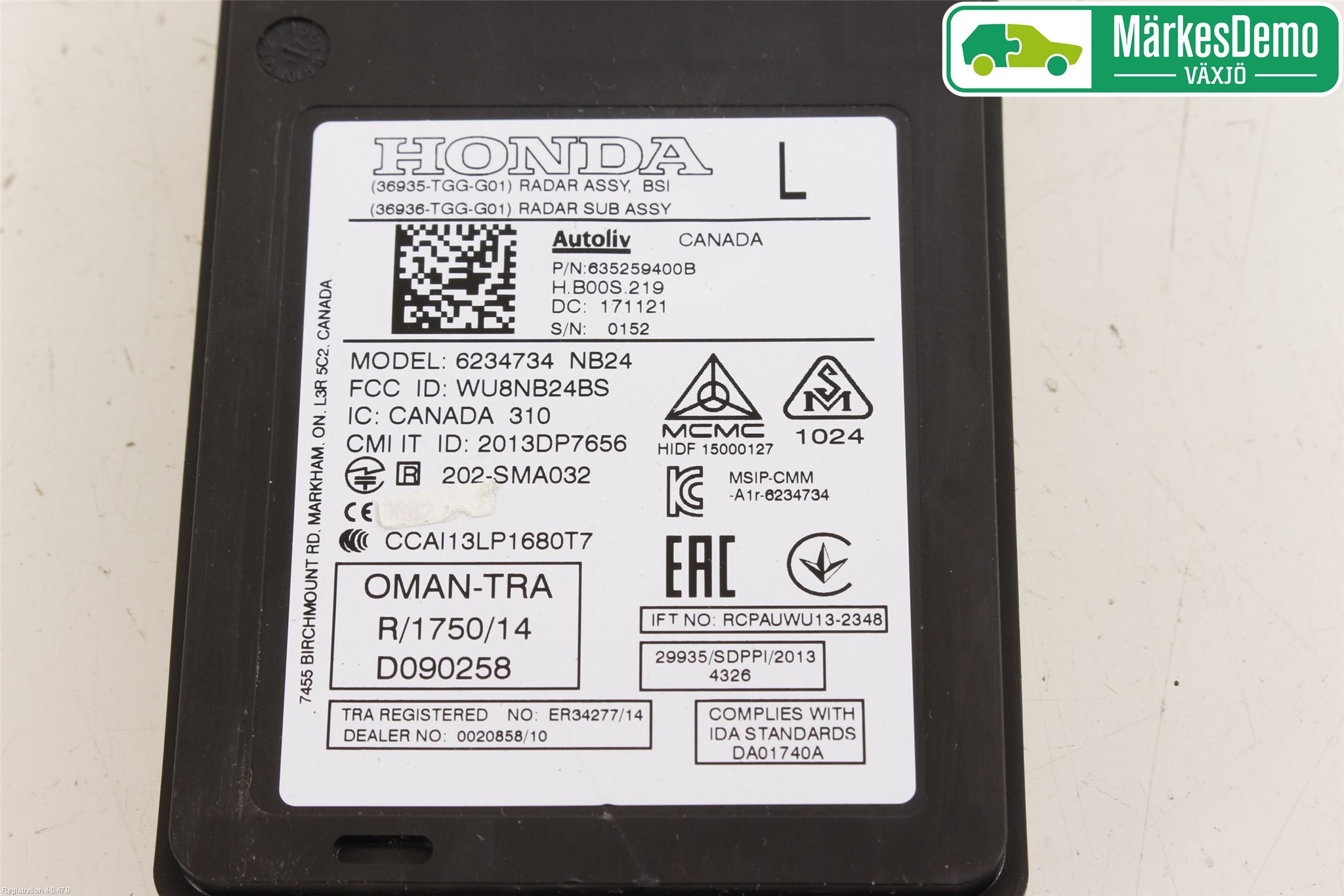 Honda CIVIC 17-22 Sensor Aktivt Kollisionsskydd