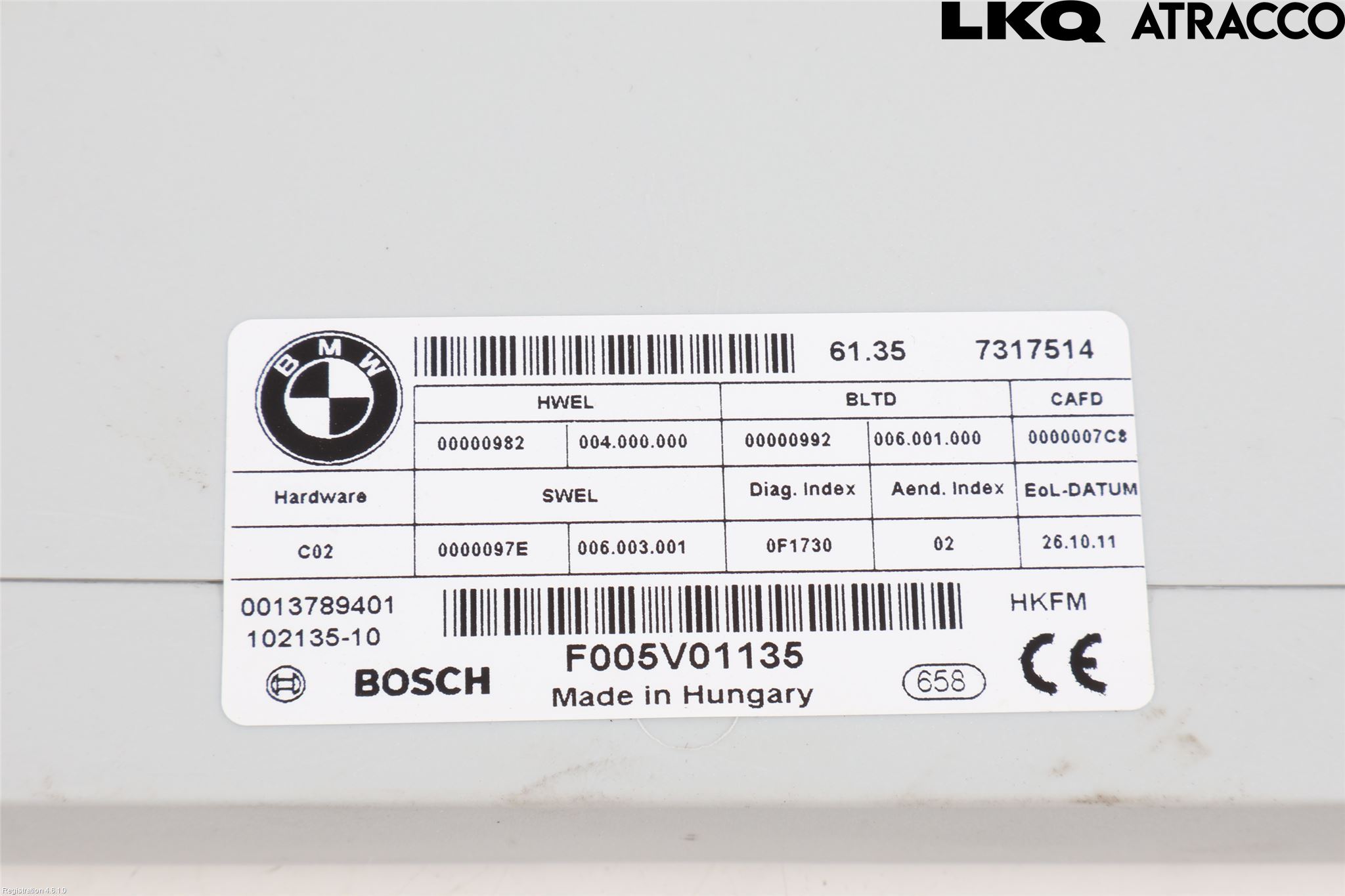 BMW 5 F10/F11/F18 09-17 Styrenhet Övrigt