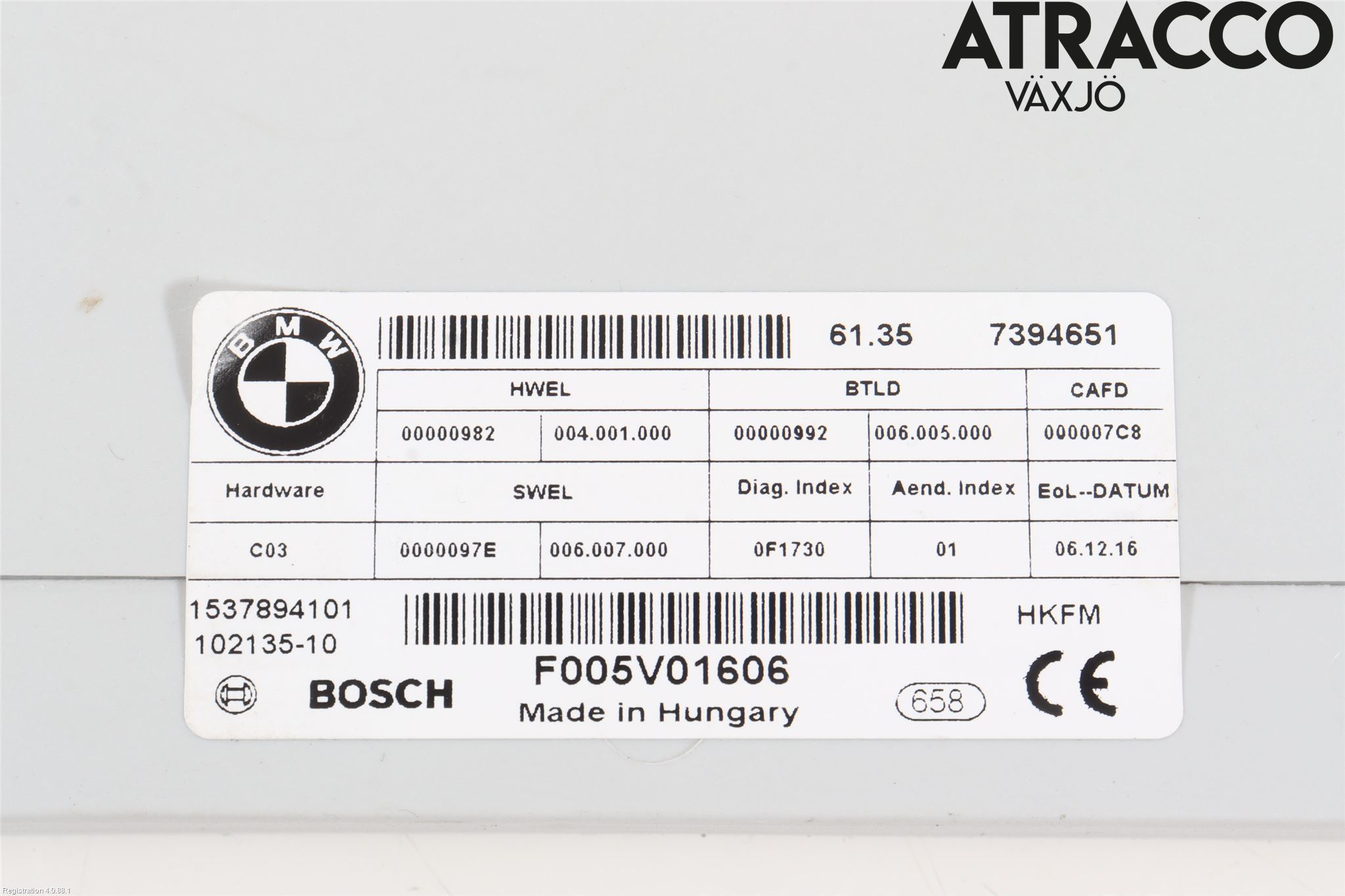 BMW 5 F10/F11/F18 09-17 Styrenhet Övrigt