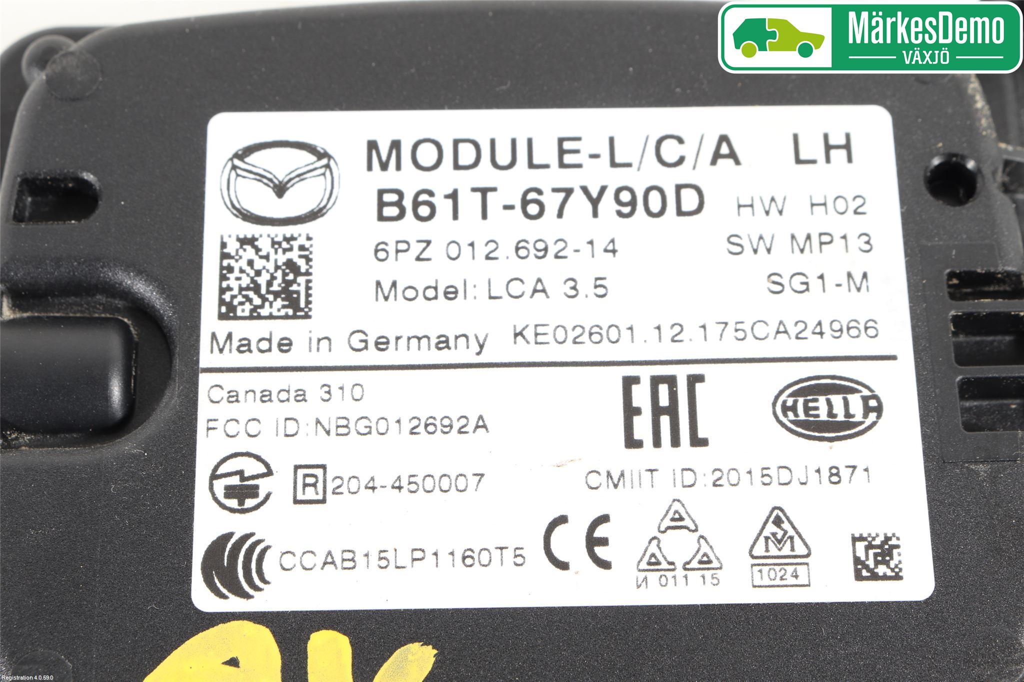 Mazda 3 III 14-19 Sensor Aktivt Kollisionsskydd