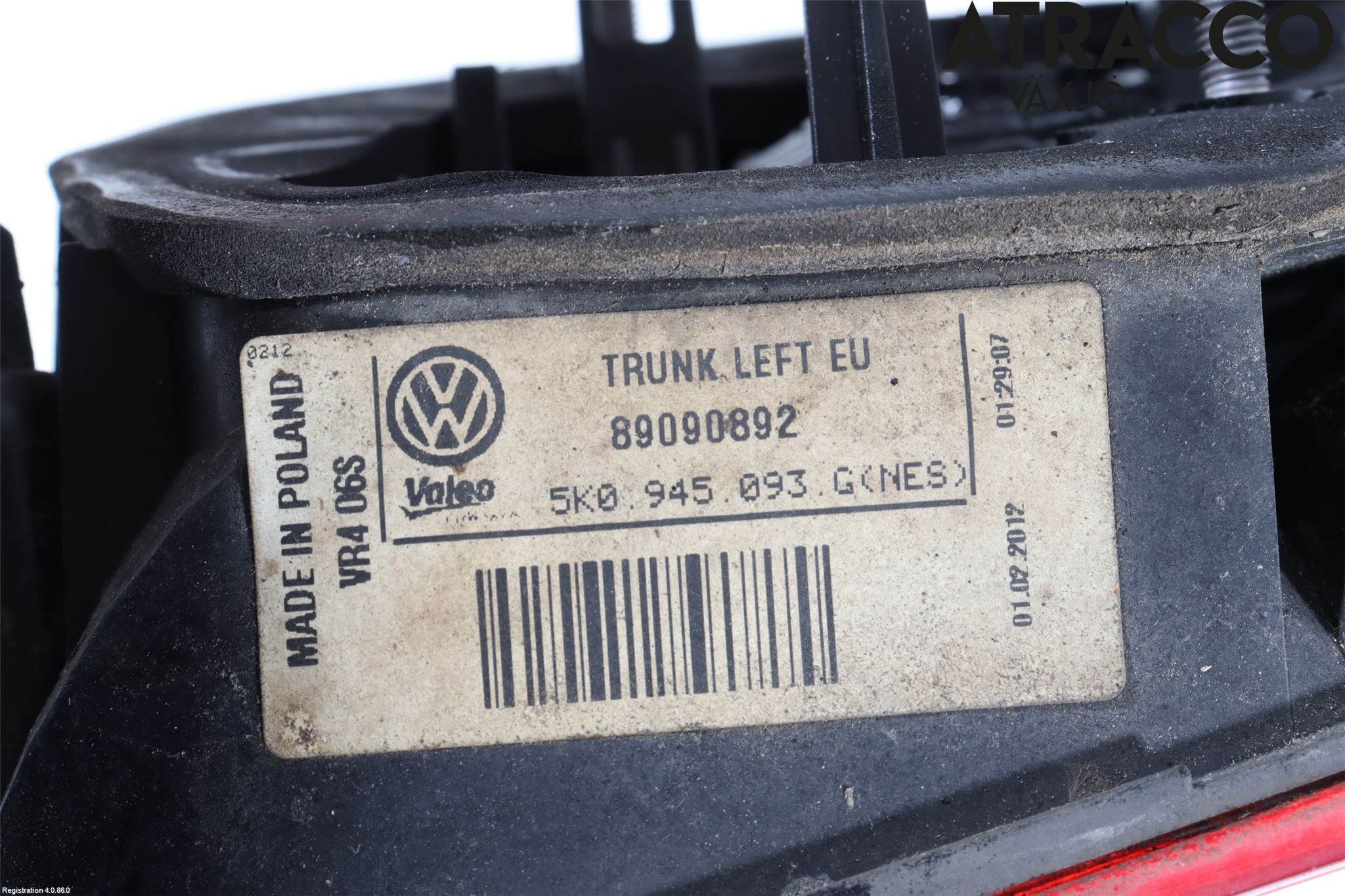 Volkswagen VW GOLF VI 09-13 Bakljus Lucka Vä