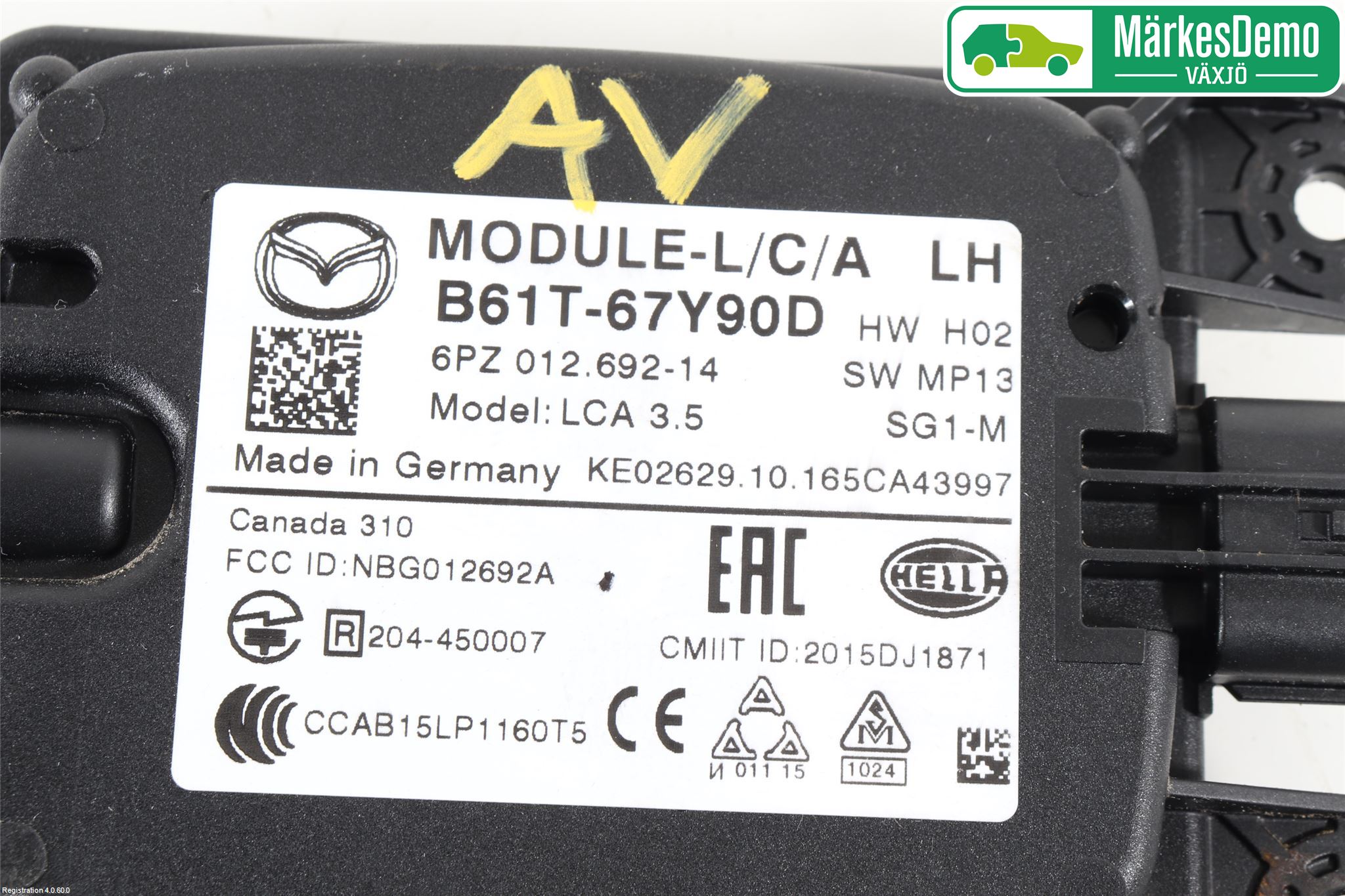 Mazda 3 III 14-19 Sensor Aktivt Kollisionsskydd