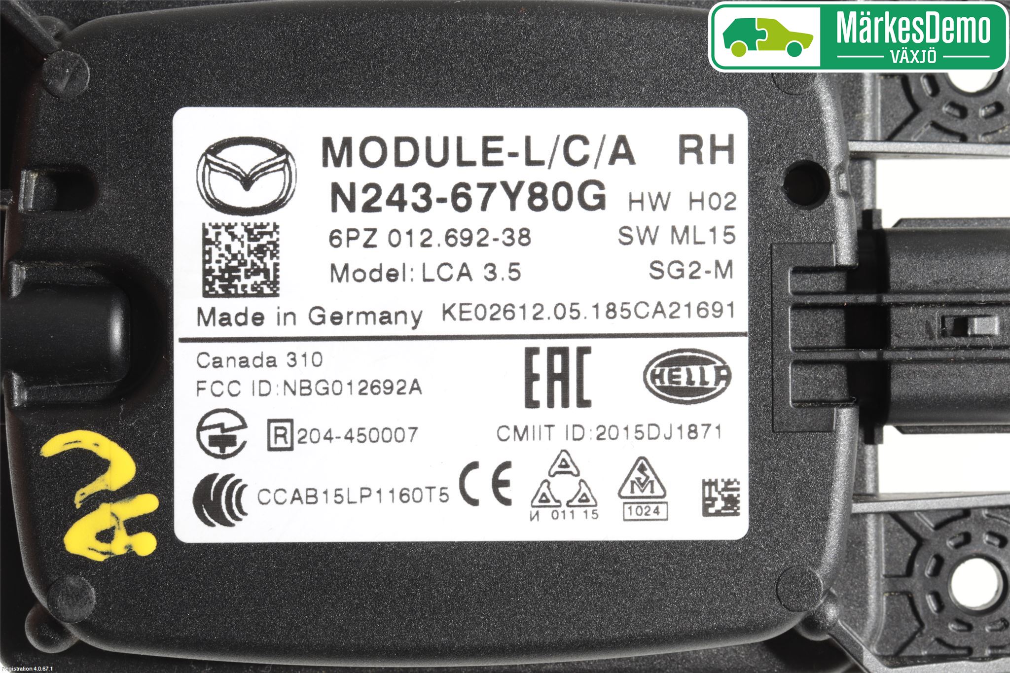 Mazda MX-5 IV (ND/ND2/ND3) MIATA 15- Sensor Aktivt Kollisionsskydd