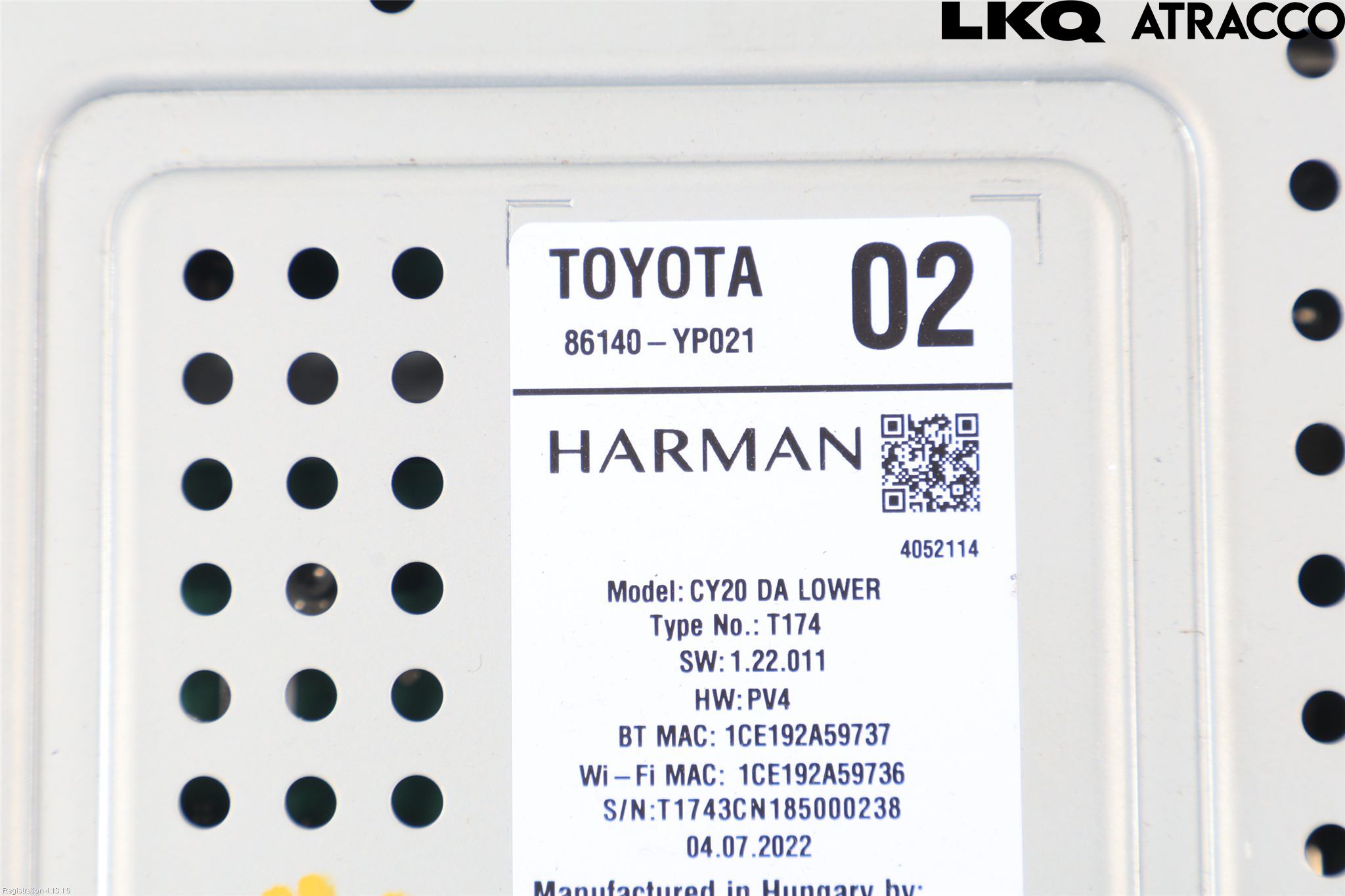Toyota AYGO X AB70 22- Cd Radio - Multimediapanel
