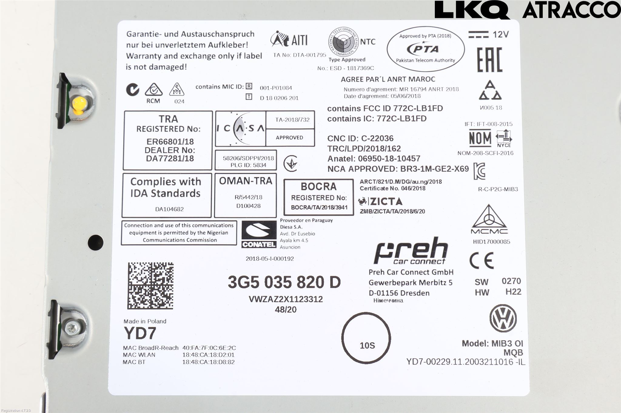 Volkswagen VW ARTEON 17- Cd Radio - Multimediapanel