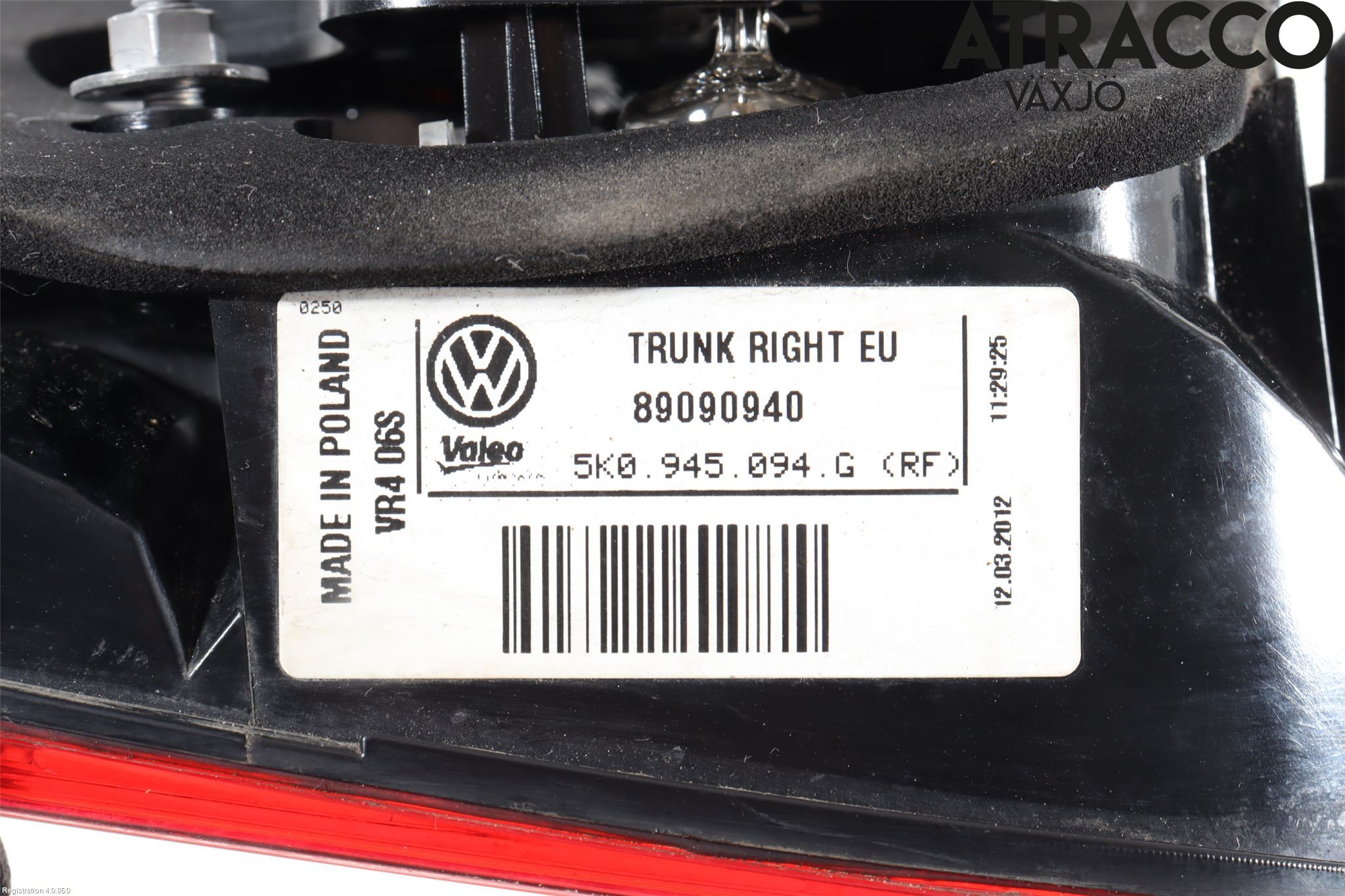 Volkswagen VW GOLF VI 09-13 Bakljus Lucka Hö