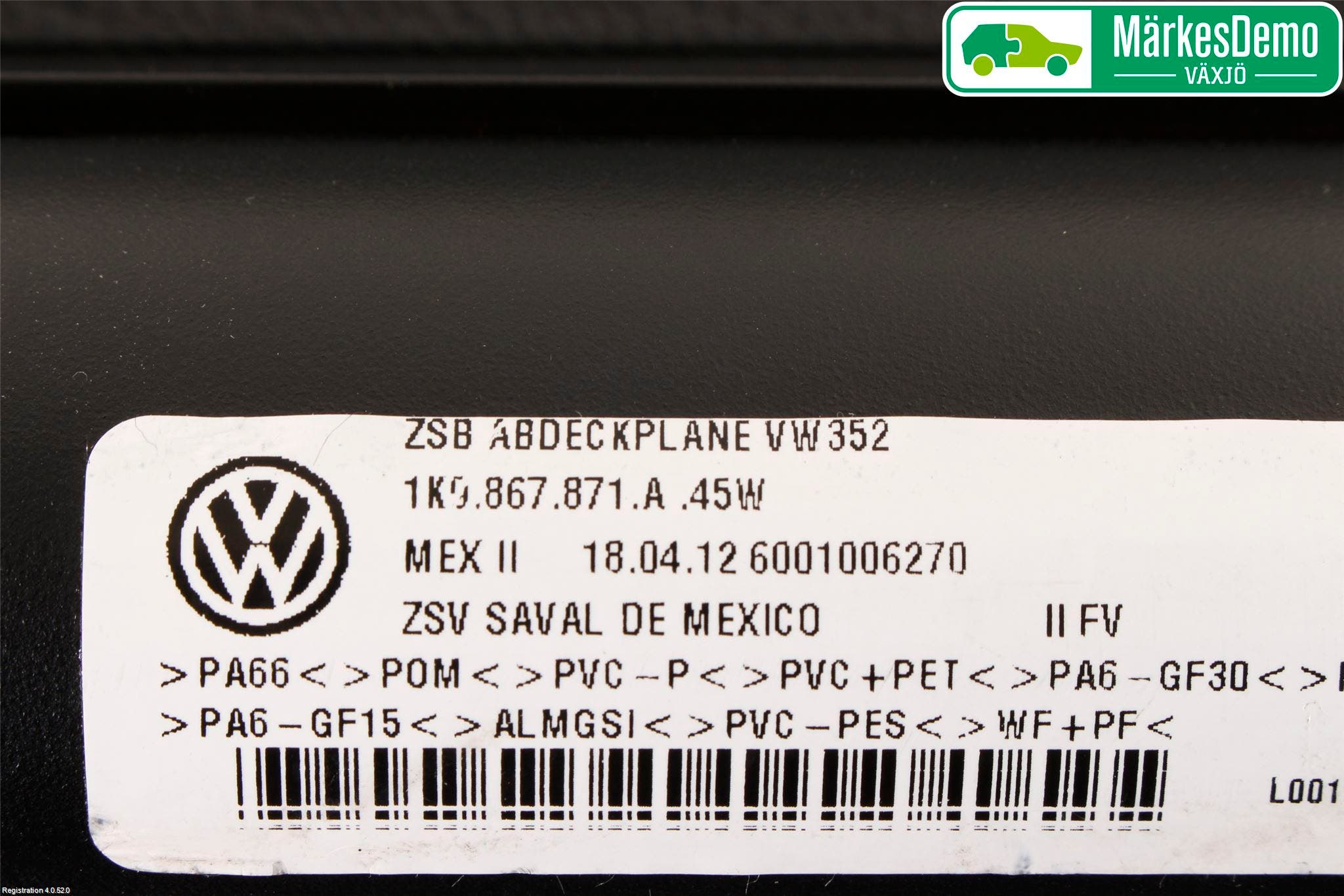 Volkswagen VW GOLF VI 09-13 Insynskydd