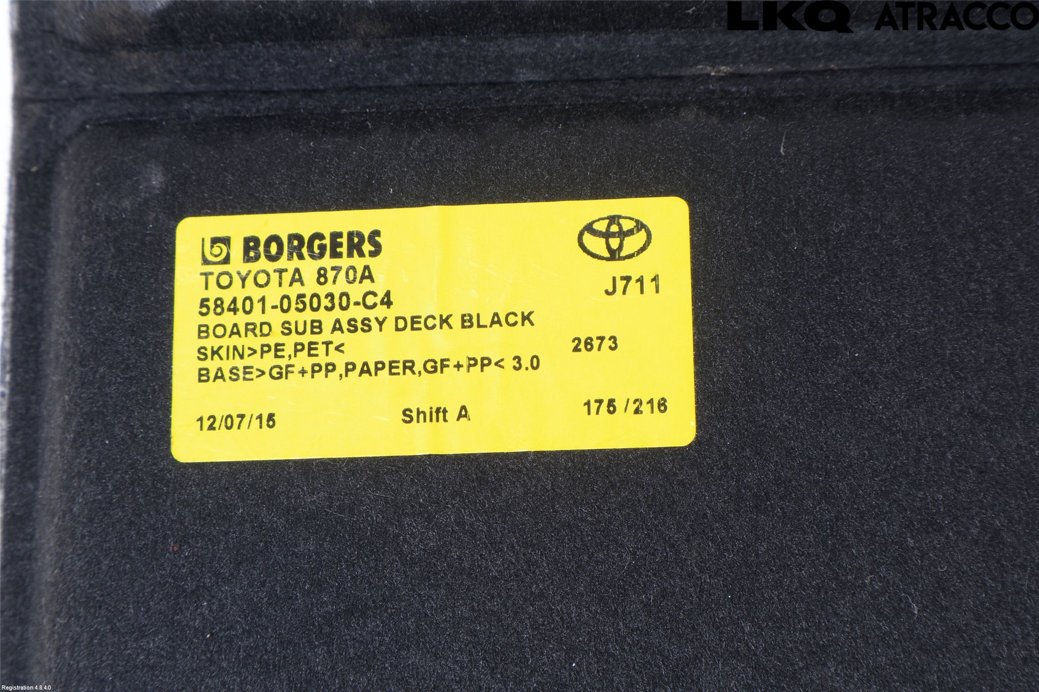 Toyota AVENSIS 16-18 Bagage Golv