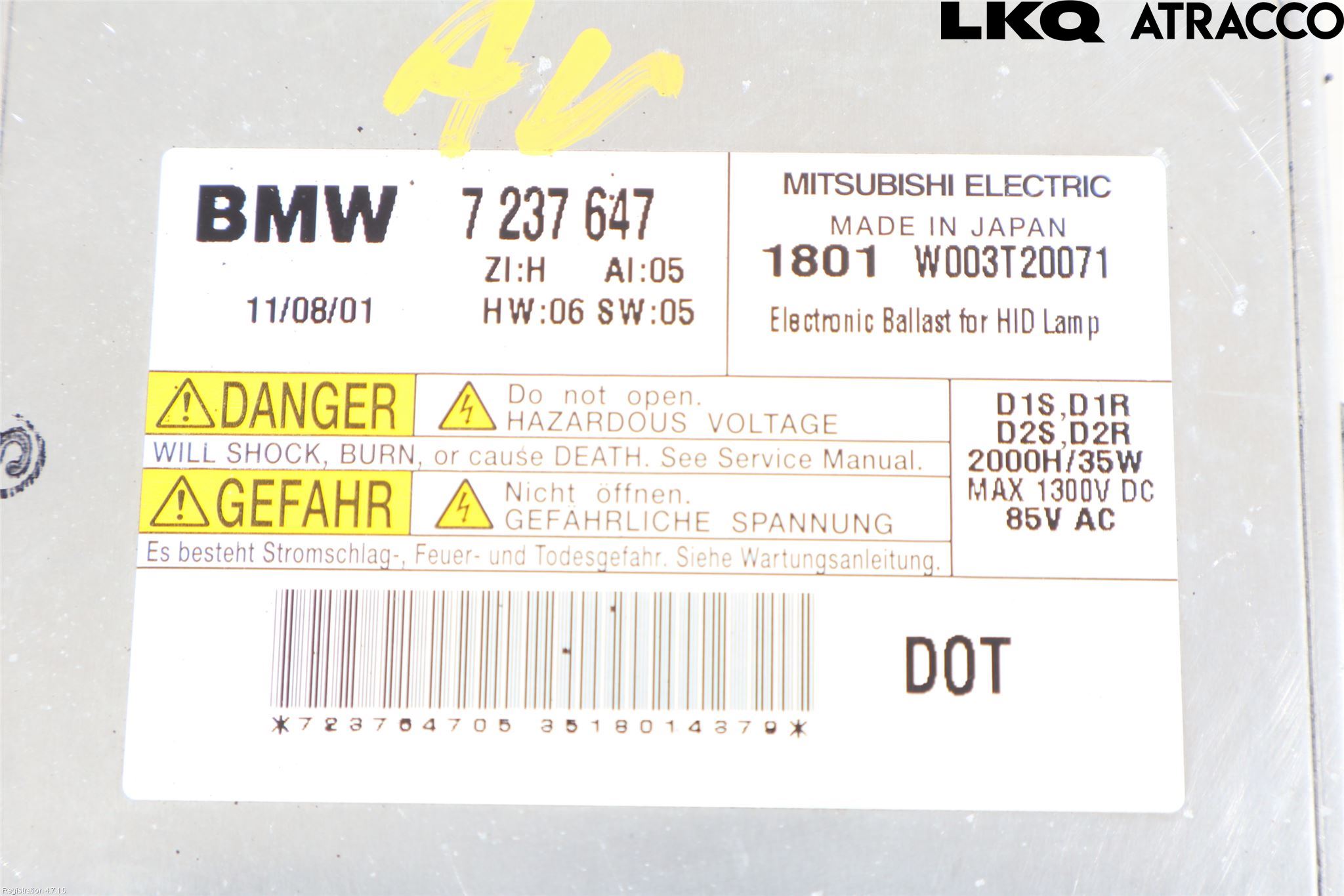 BMW 5 F10/F11/F18 09-17 Styrenhet Strålkastare