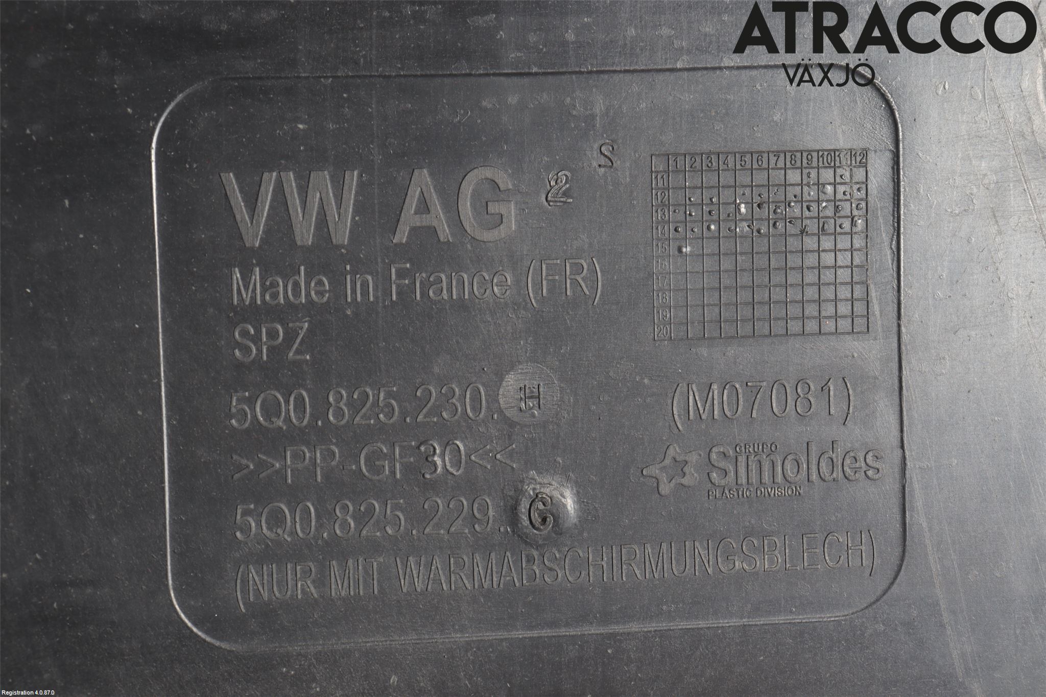 Audi A3/S3 8V 13-20 Hasplåt Plåt-Plast