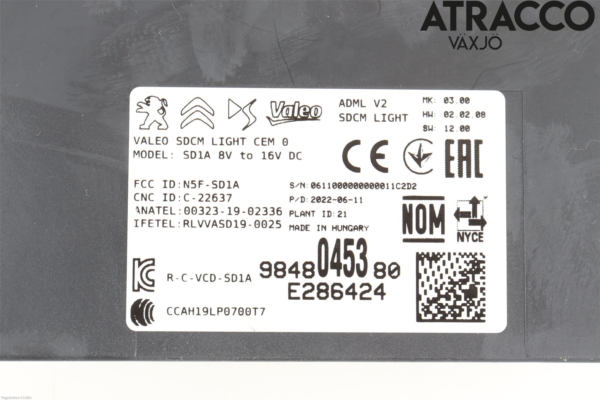Peugeot 208/E-208 20- Styrenhet Övrigt