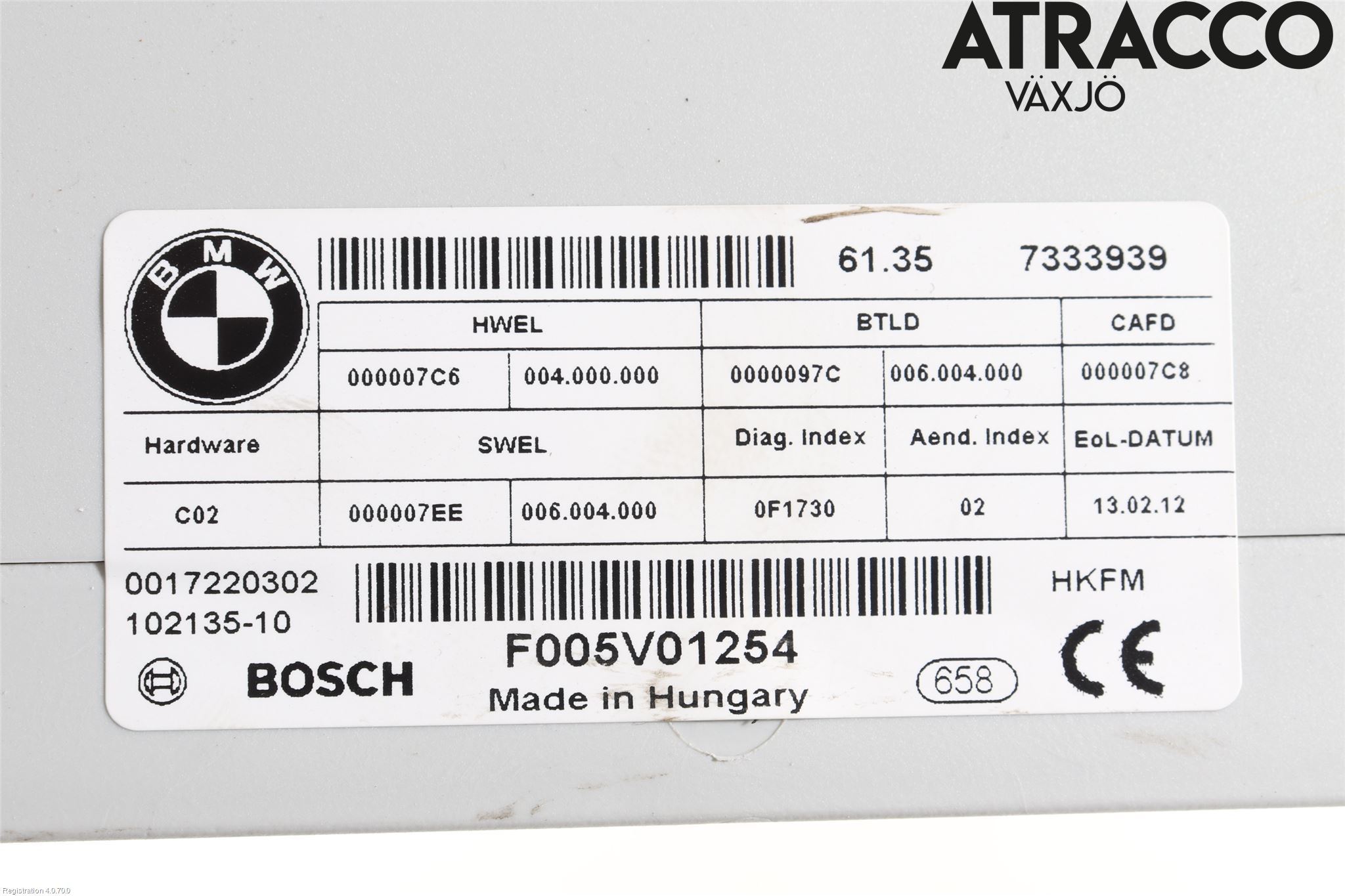 BMW 5 F10/F11/F18 09-17 Styrenhet Baklucka