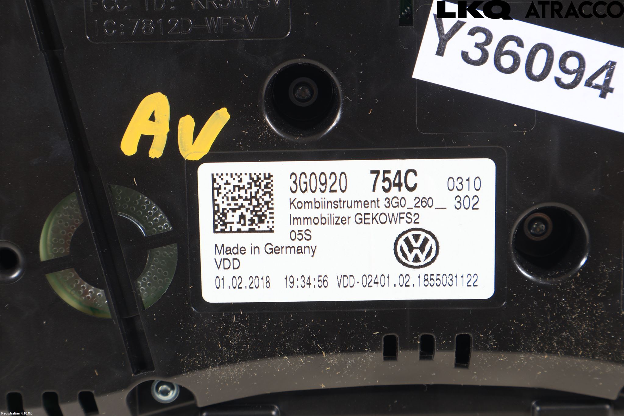 Volkswagen VW PASSAT 15-19 Instrument Komb