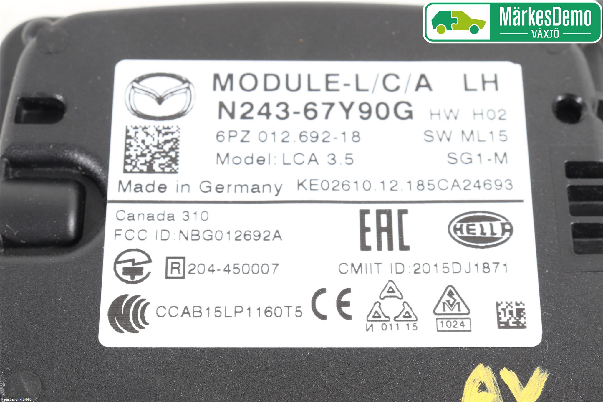 Mazda MX-5 IV (ND/ND2/ND3) MIATA 15- Sensor Aktivt Kollisionsskydd