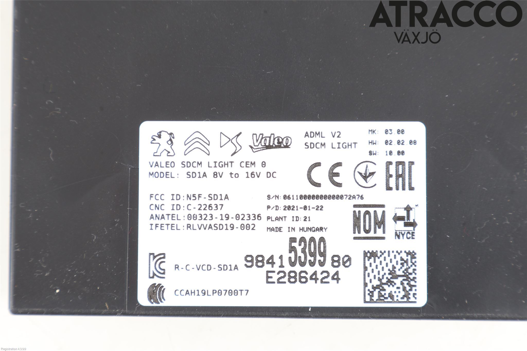 Peugeot 2008/E-2008 20- Styrenhet Övrigt