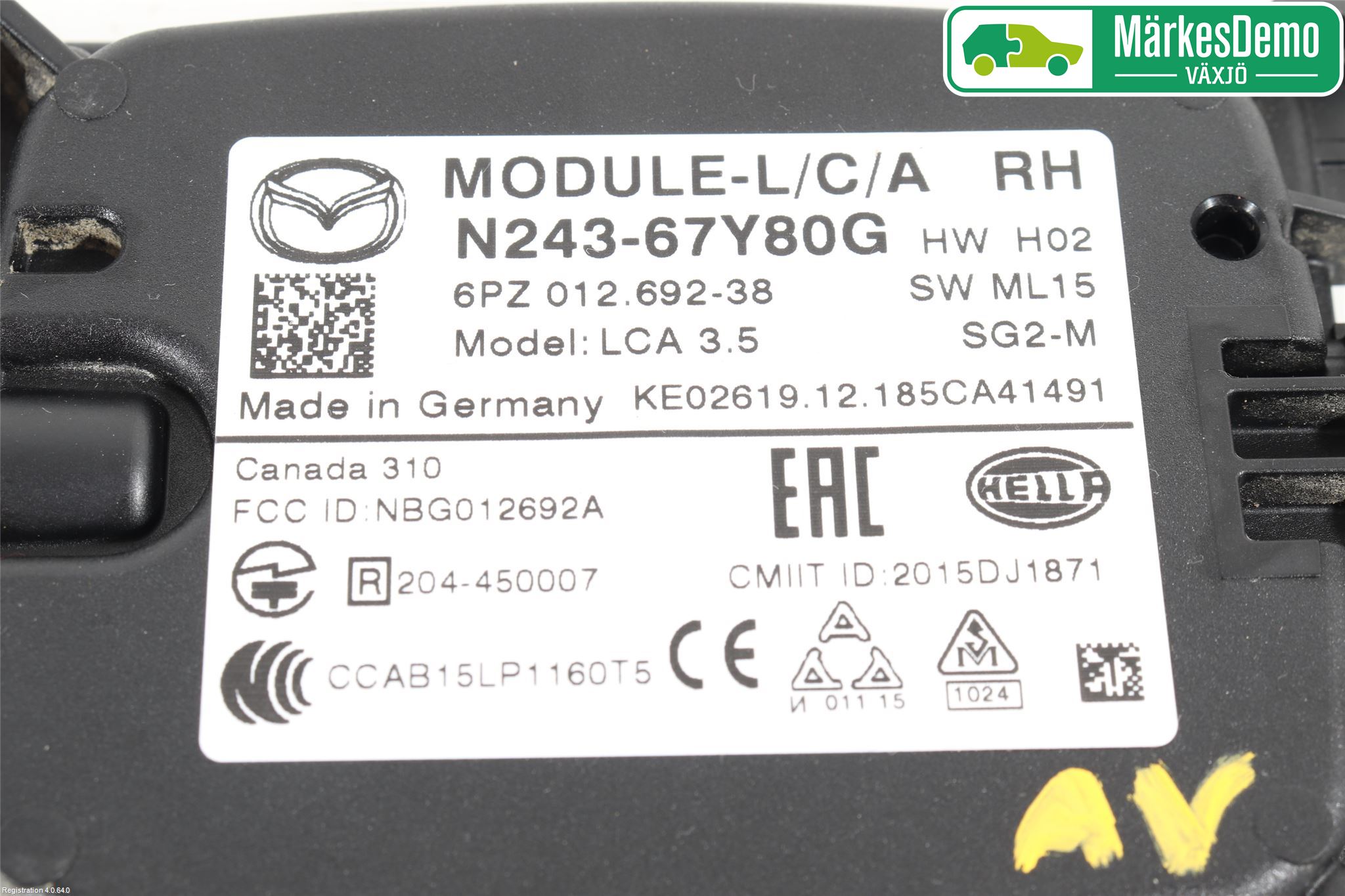 Mazda MX-5 IV (ND/ND2/ND3) MIATA 15- Sensor Aktivt Kollisionsskydd