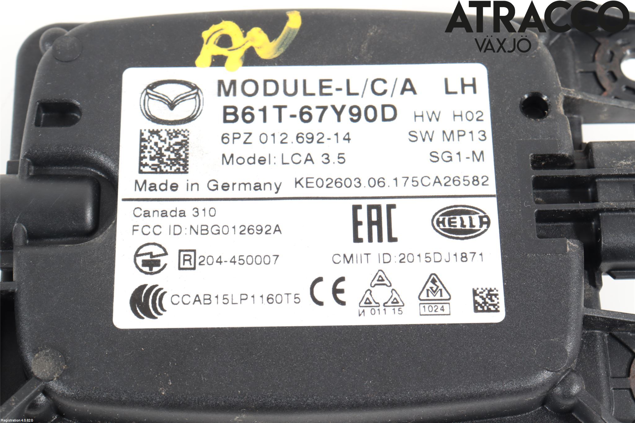 Mazda 3 III 14-19 Sensor Aktivt Kollisionsskydd