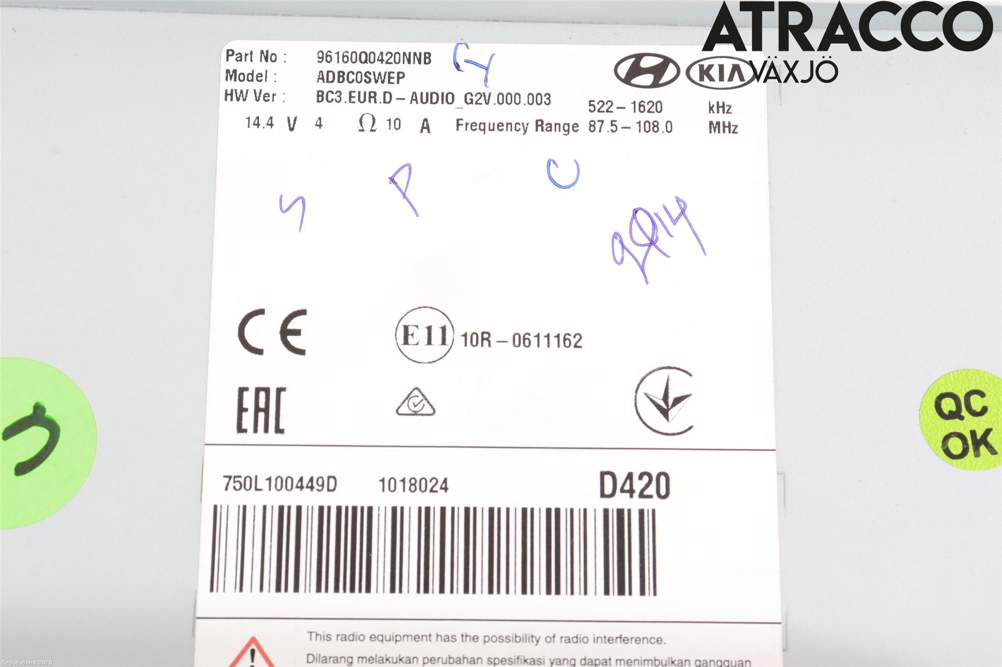 Hyundai i20 BC 21- Cd Radio - Multimediapanel