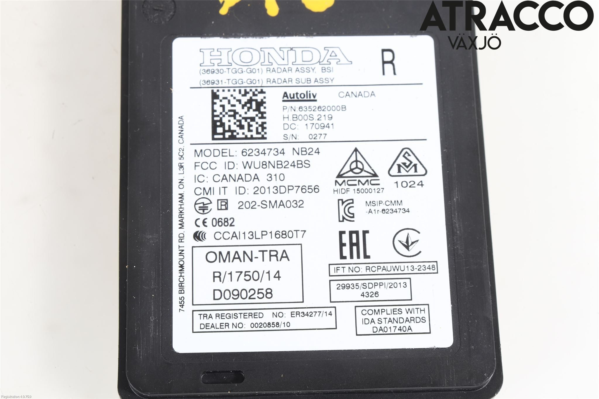 Honda CIVIC 17-22 Sensor Aktivt Kollisionsskydd