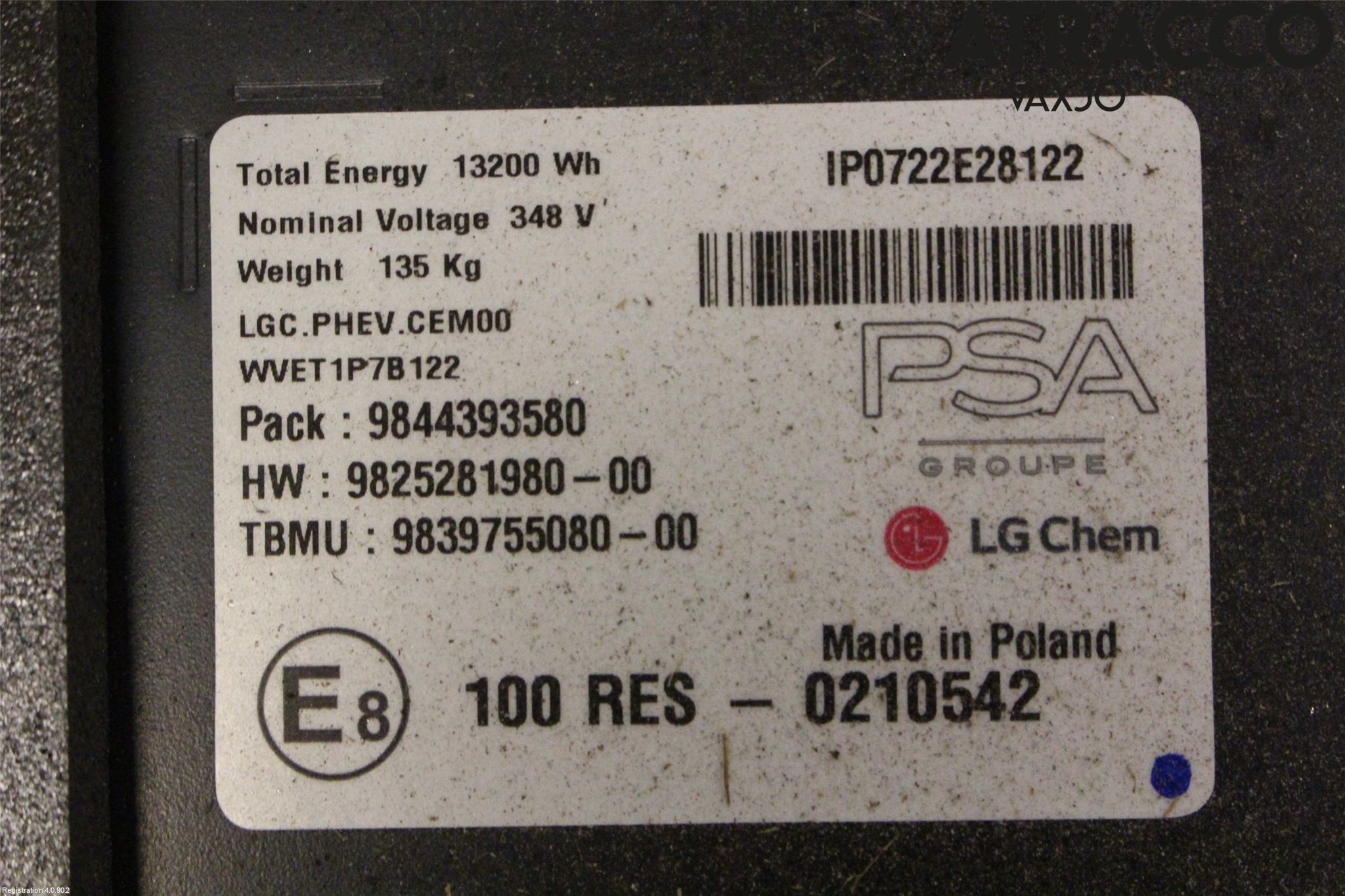 Peugeot 3008 17-24 Batteri Högspänning