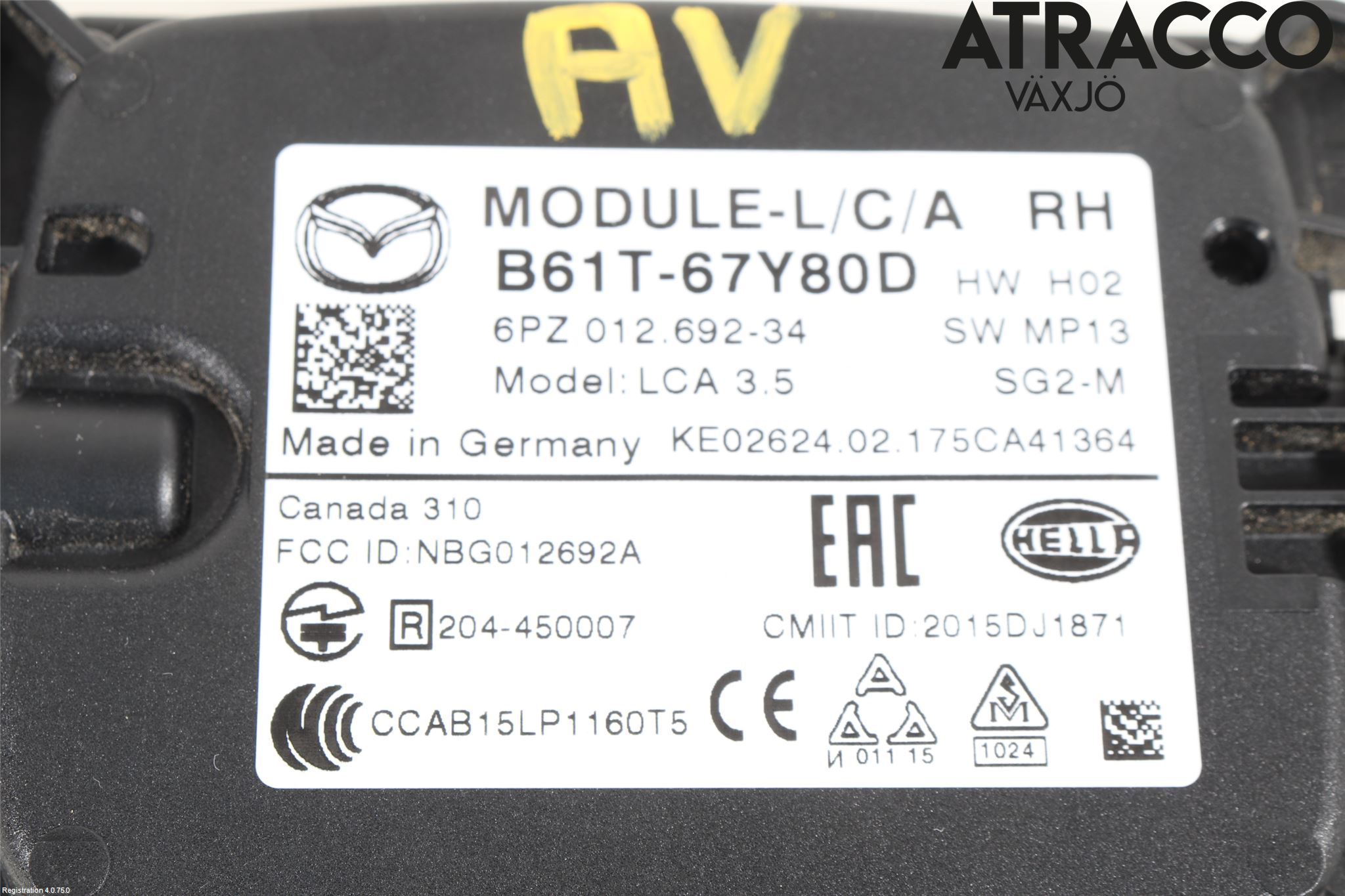 Mazda 3 III 14-19 Sensor Aktivt Kollisionsskydd