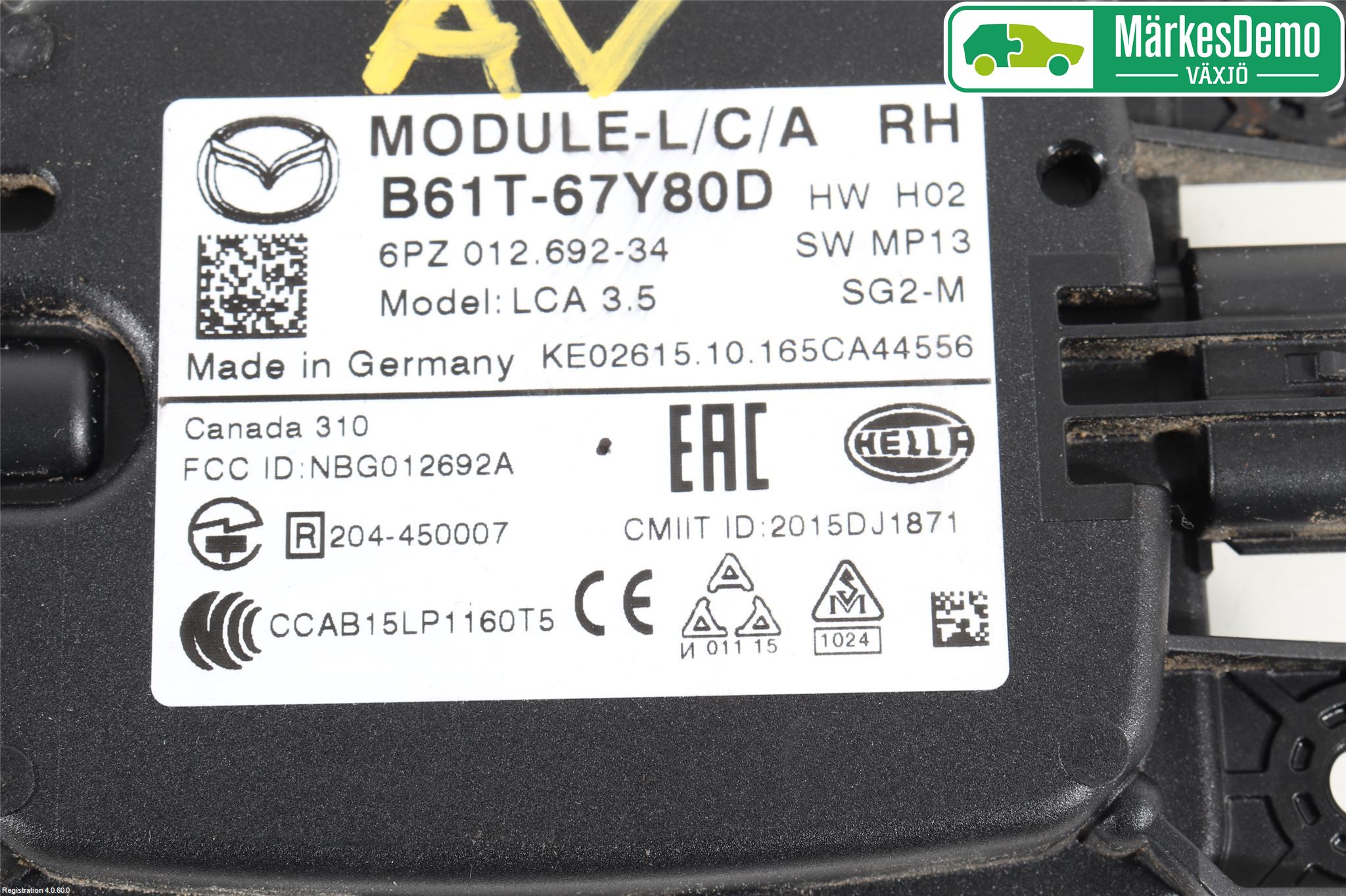 Mazda 3 III 14-19 Sensor Aktivt Kollisionsskydd