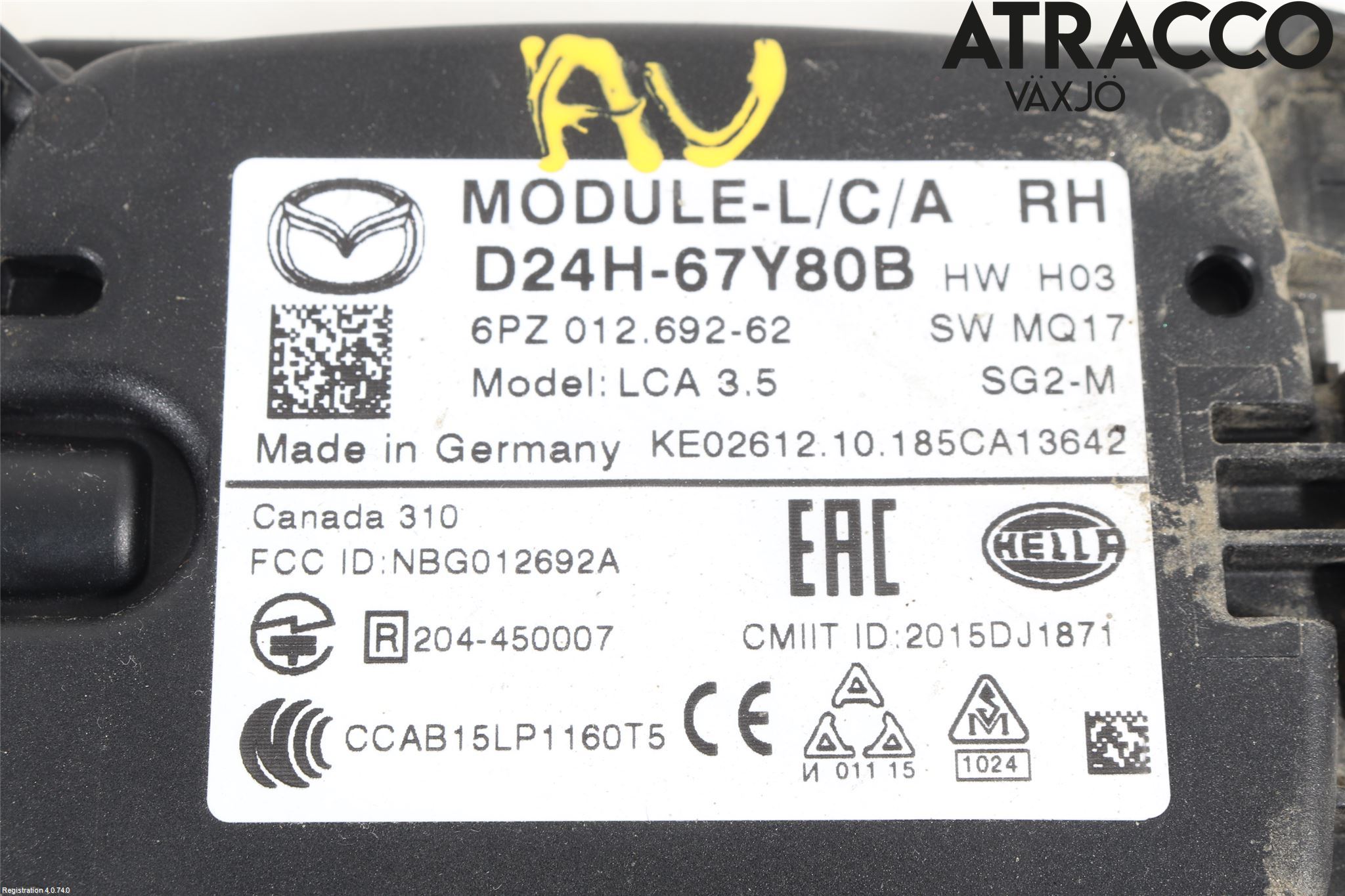 Mazda CX-3 Sensor Aktivt Kollisionsskydd