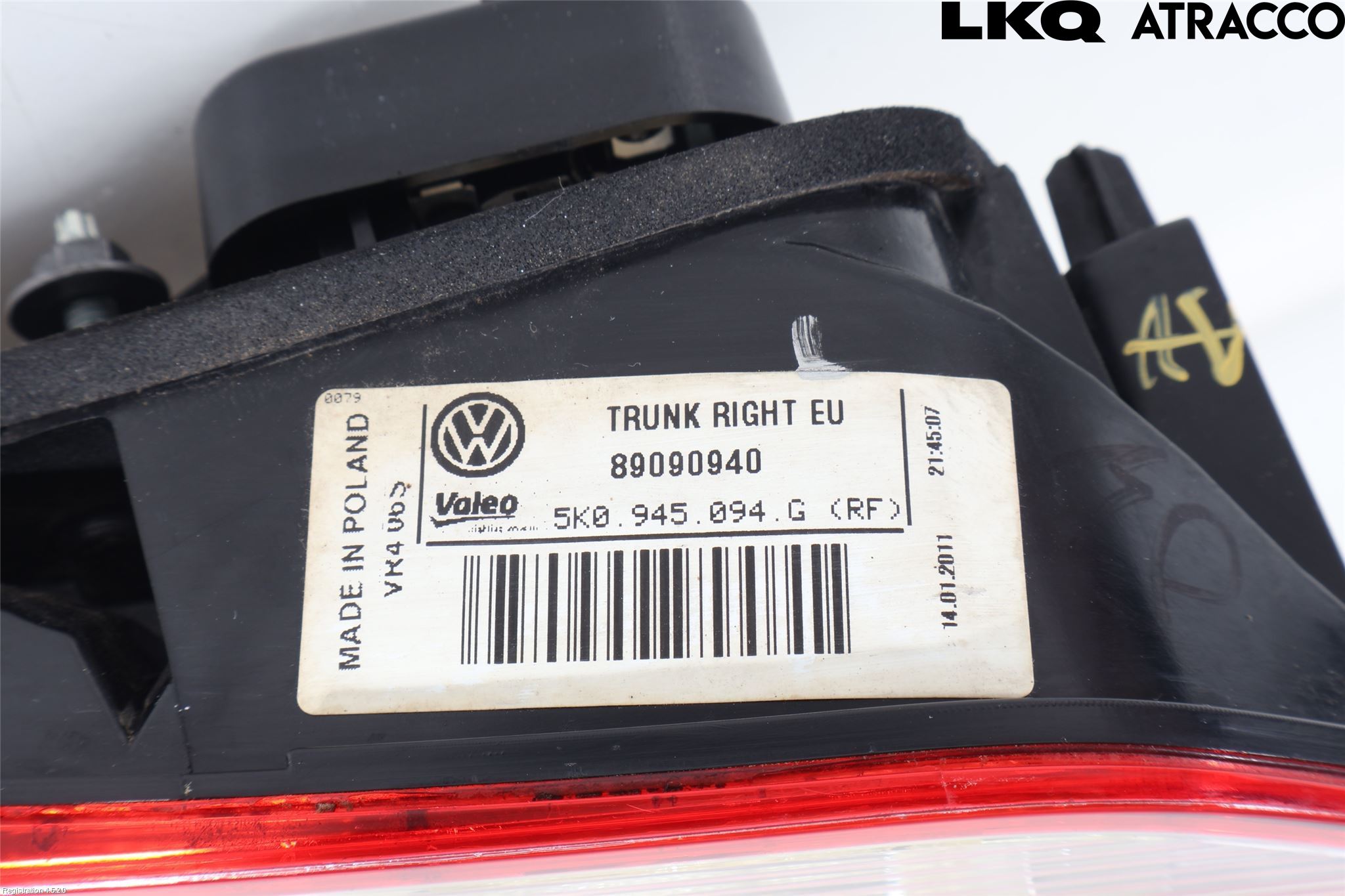 Volkswagen VW GOLF VI 09-13 Bakljus Lucka Hö