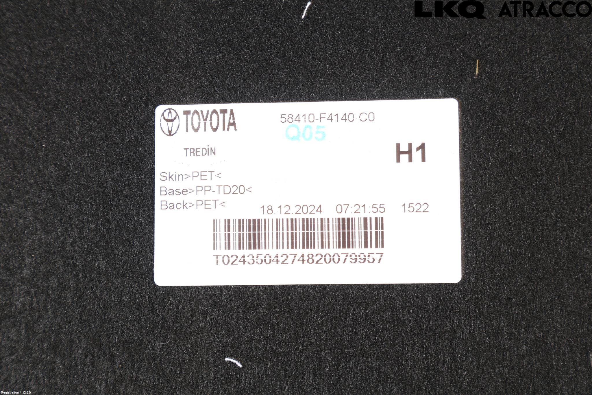 Toyota C-HR 24- Inrbagagerumklädsel-Golv