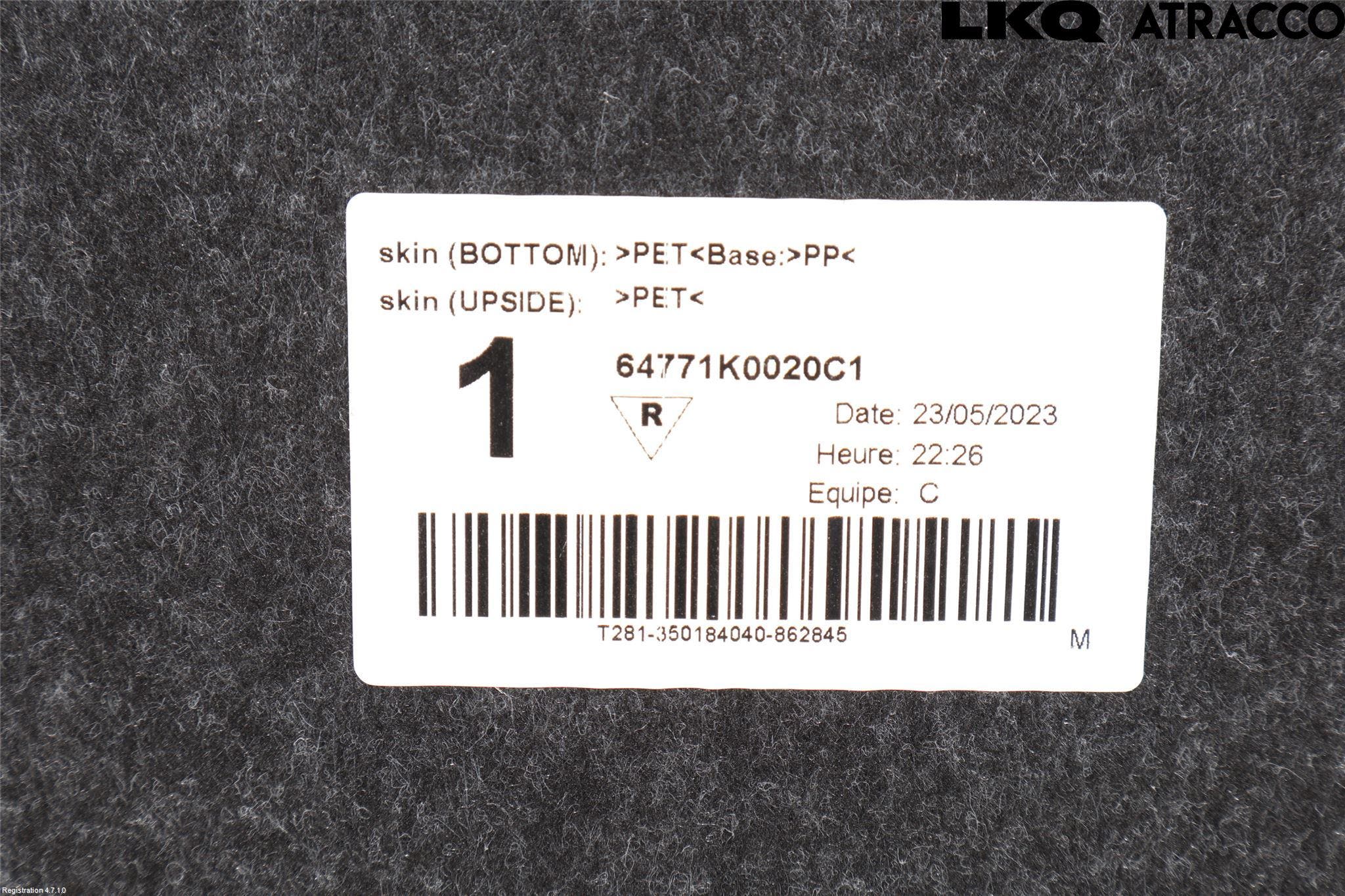 Toyota YARIS XP21 20- Bagage Golv