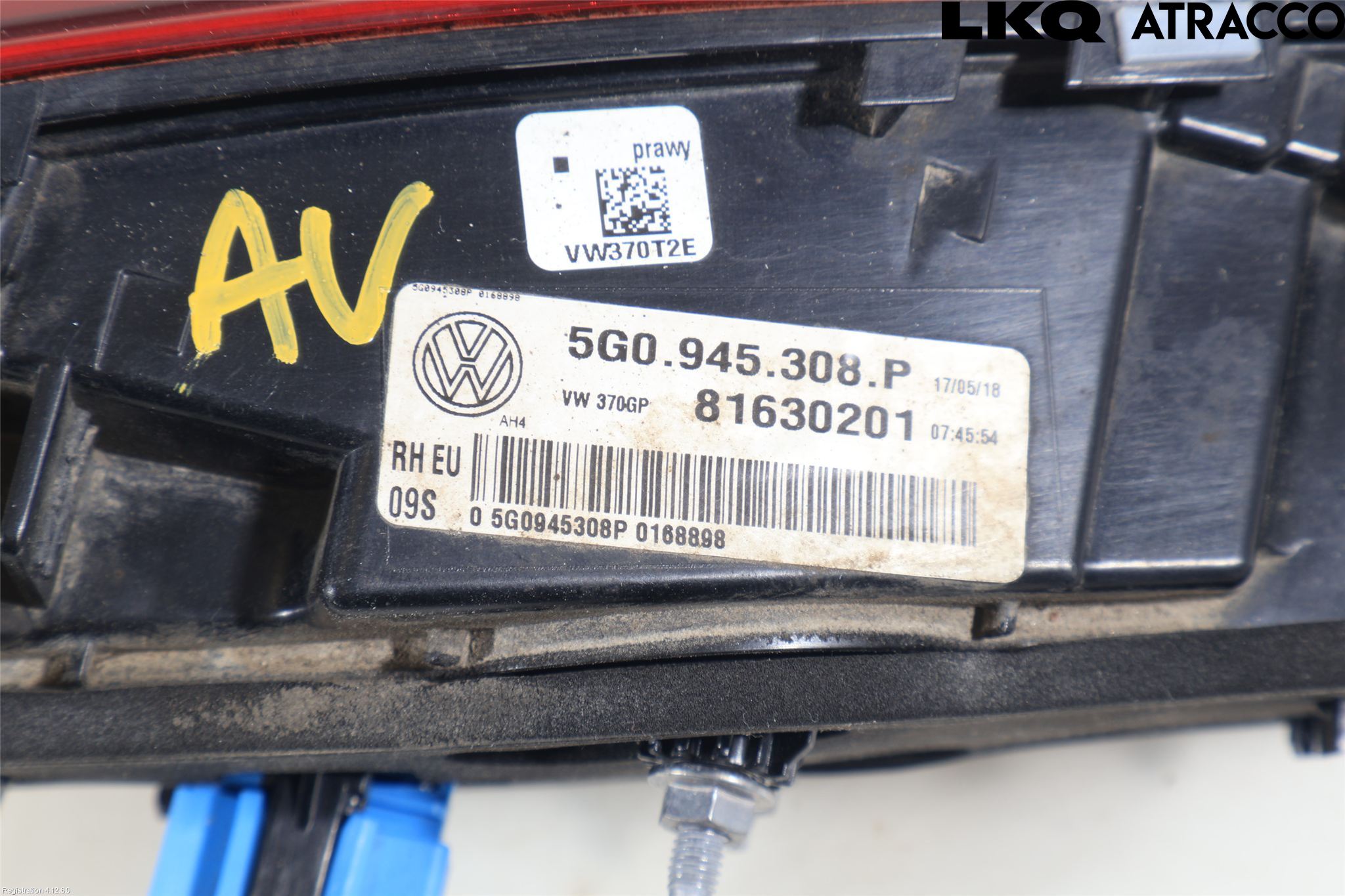 Volkswagen VW GOLF / E-GOLF VII 13-20 Bakljus Lucka Hö