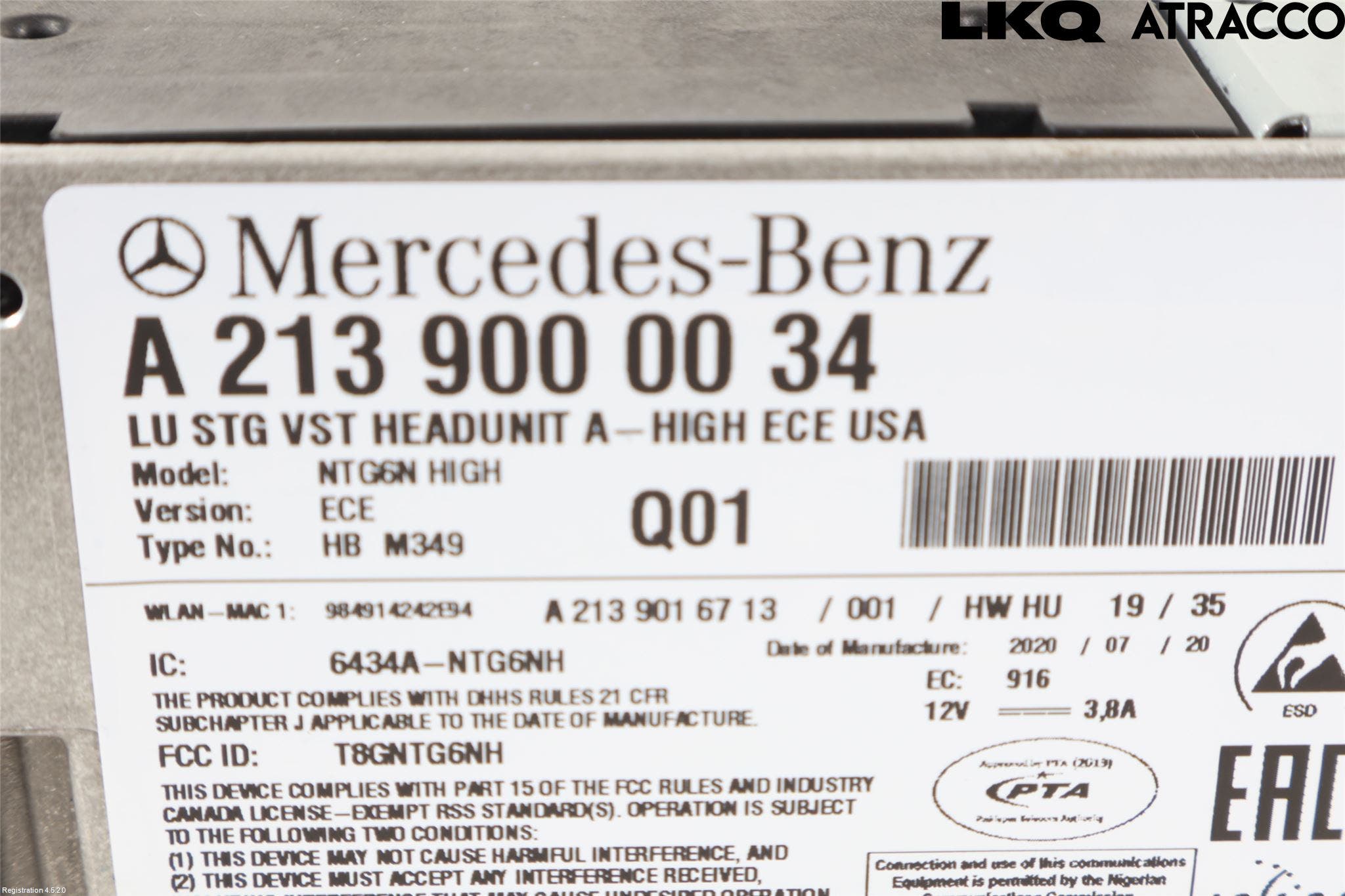 Mercedes-Benz MB E-KLASS (W213) 16-23 Styrenhet Multimedia