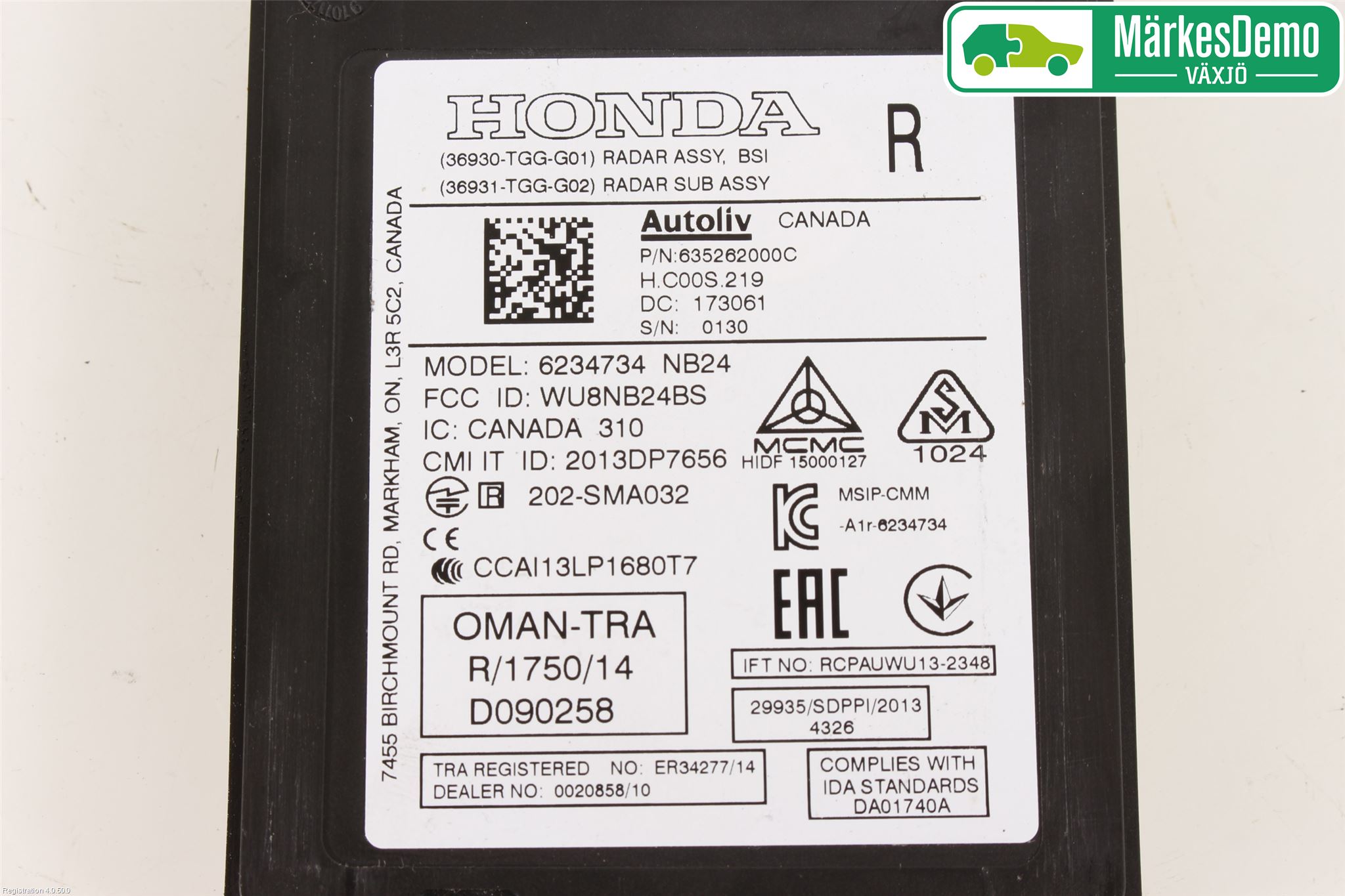 Honda CIVIC 17-22 Sensor Aktivt Kollisionsskydd