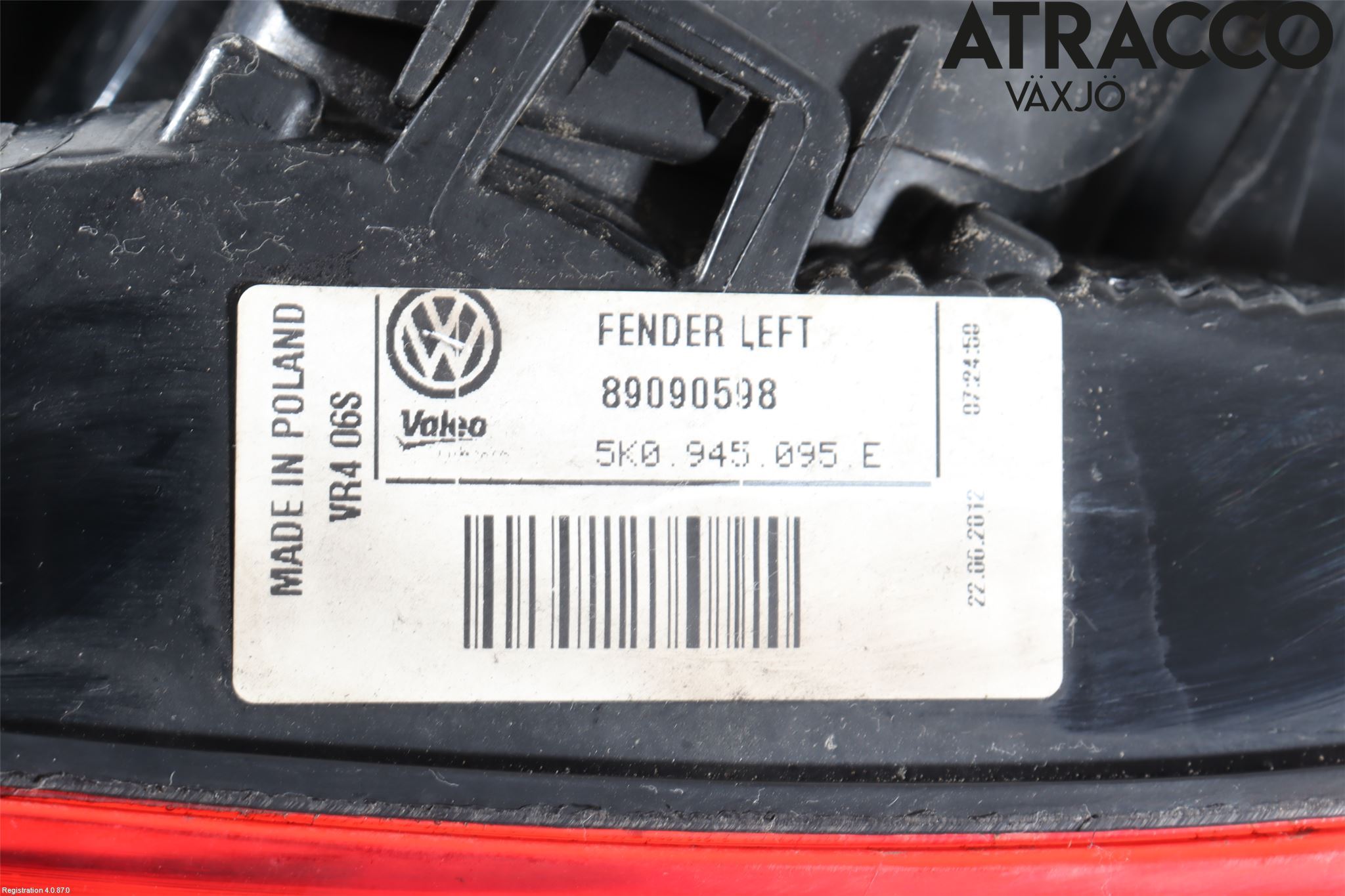 Volkswagen VW GOLF VI 09-13 Bakljus Vänster
