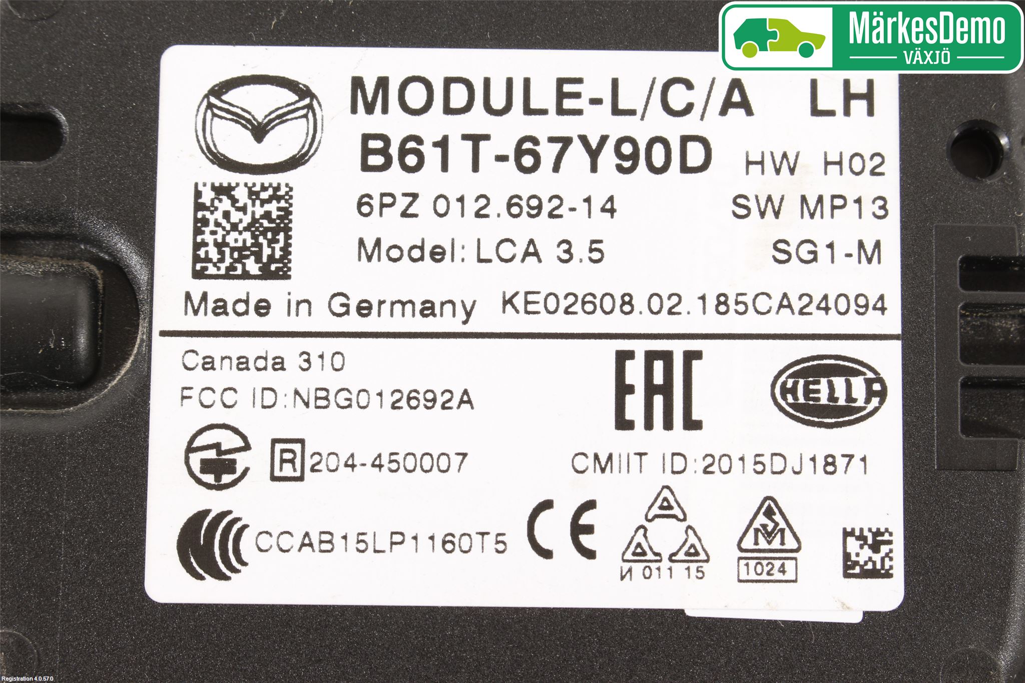 Mazda 3 III 14-19 Sensor Aktivt Kollisionsskydd