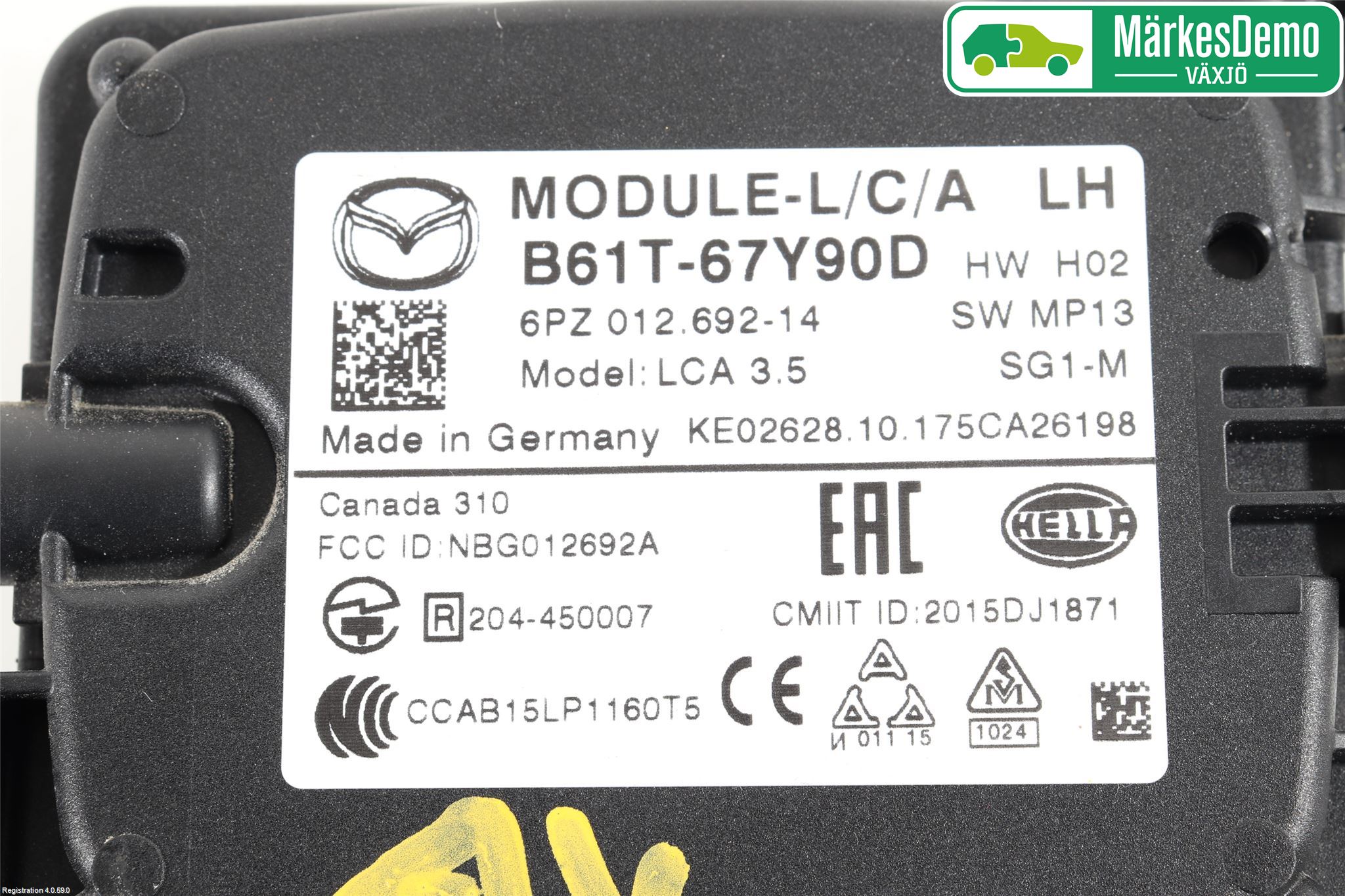 Mazda 3 III 14-19 Sensor Aktivt Kollisionsskydd